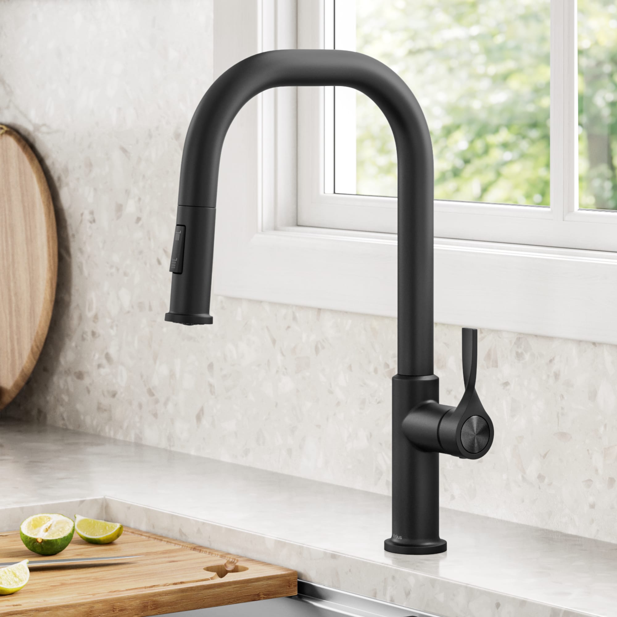 Kraus KPF-2841MB Torak Matte Black Single Handle Deck-mount Pull-down Kitchen Faucet with Sprayer