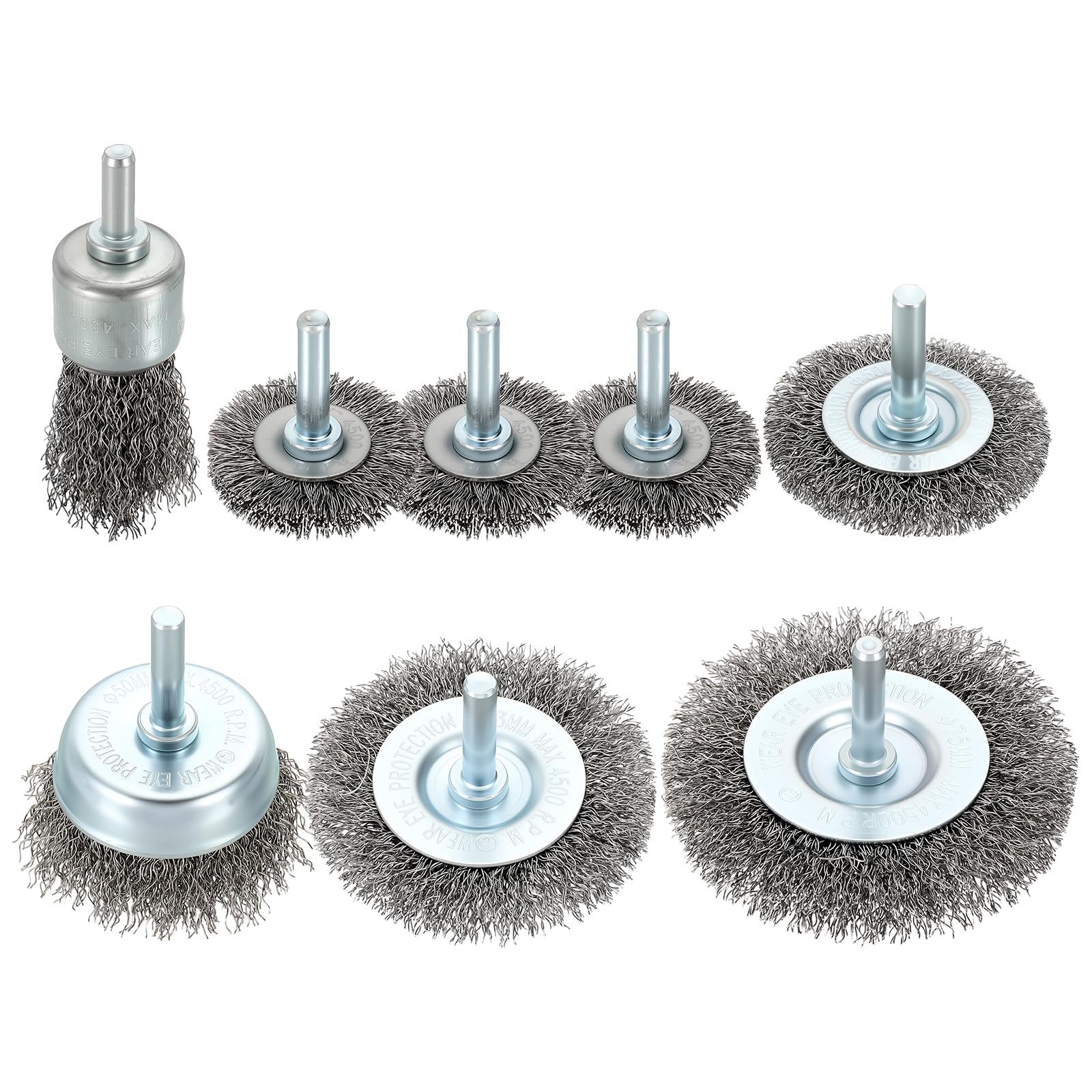 Etokfoks  1 4 in Shank Wire Wheel Cup Pen Brush Set for Drill Rust Paint Removal Surface Prep Cleaning 8 pcs