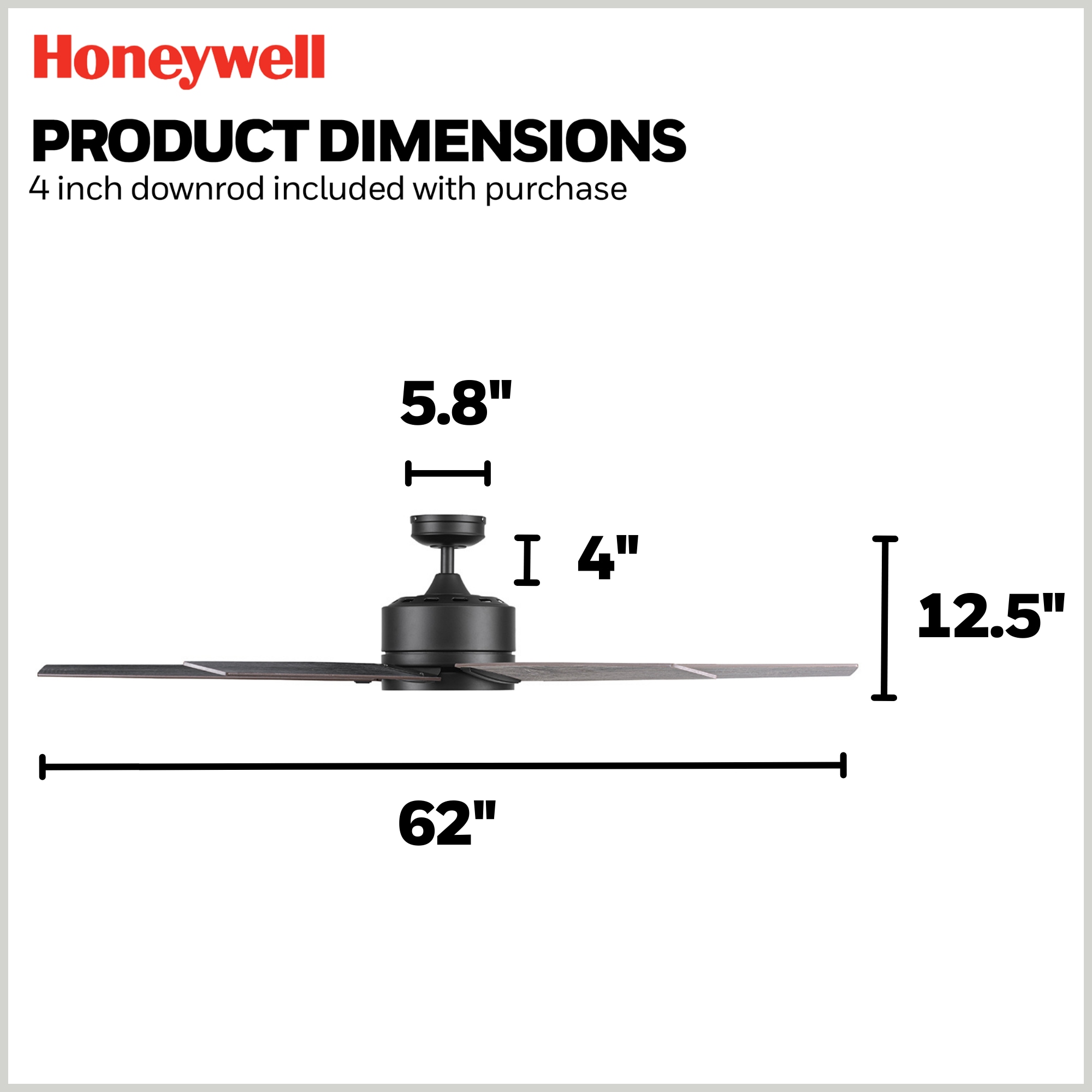 Honeywell Talbert 62-in Matte Black Color-changing Integrated LED ...