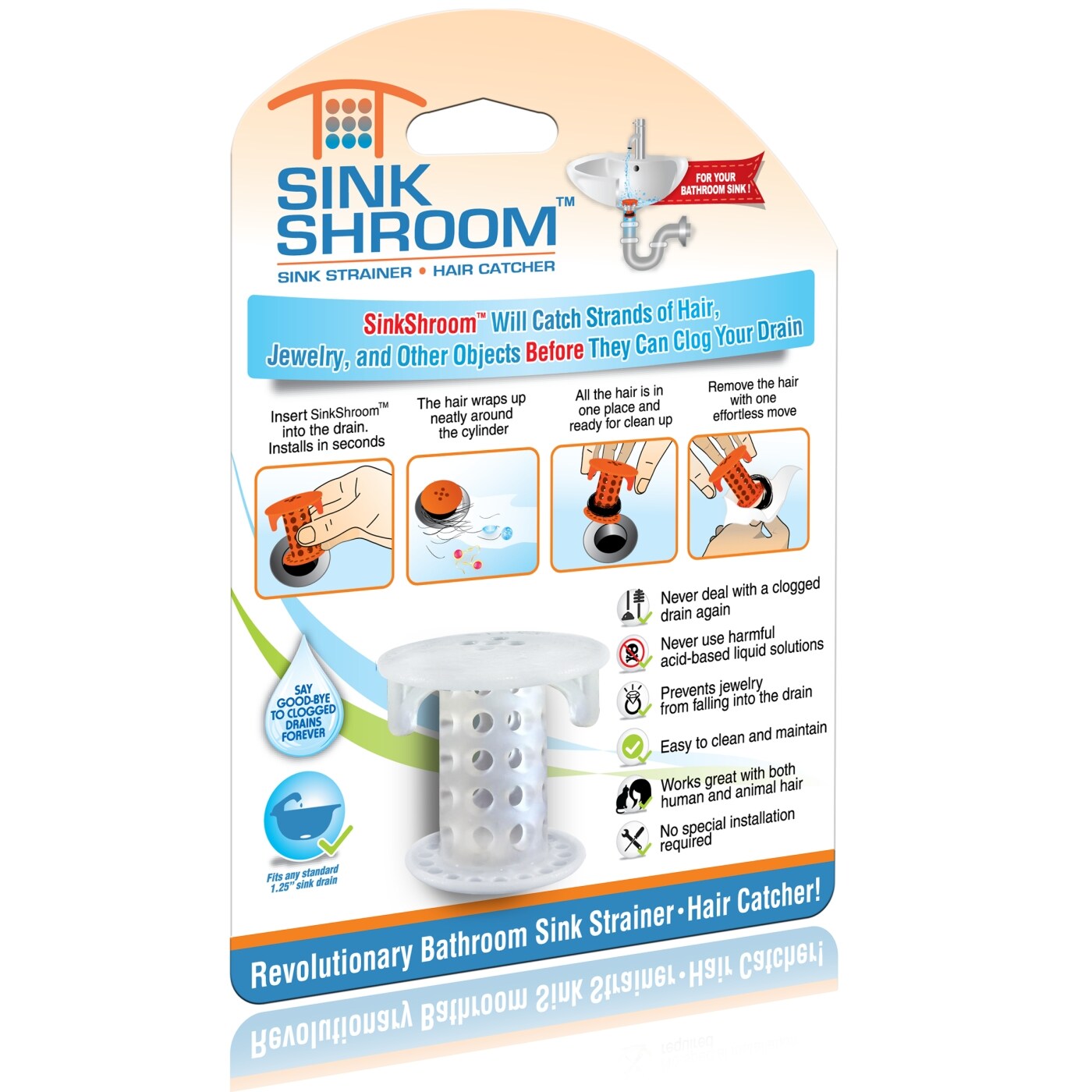 SinkShroom 1.25-in Clear and Chrome Drain Cover at