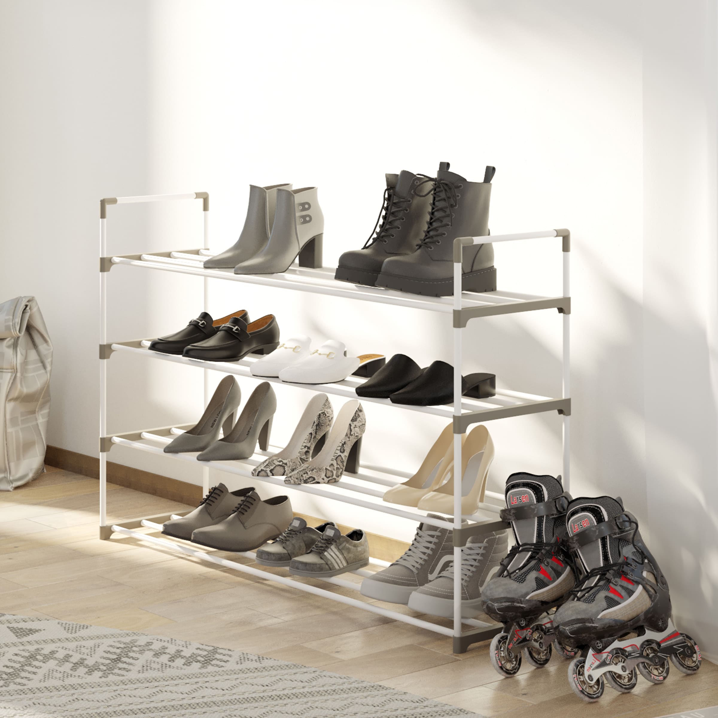 ClosetMaid 4.12-in H 1 Tier 5 Pair White Metal Shoe Rack in the Shoe  Storage department at