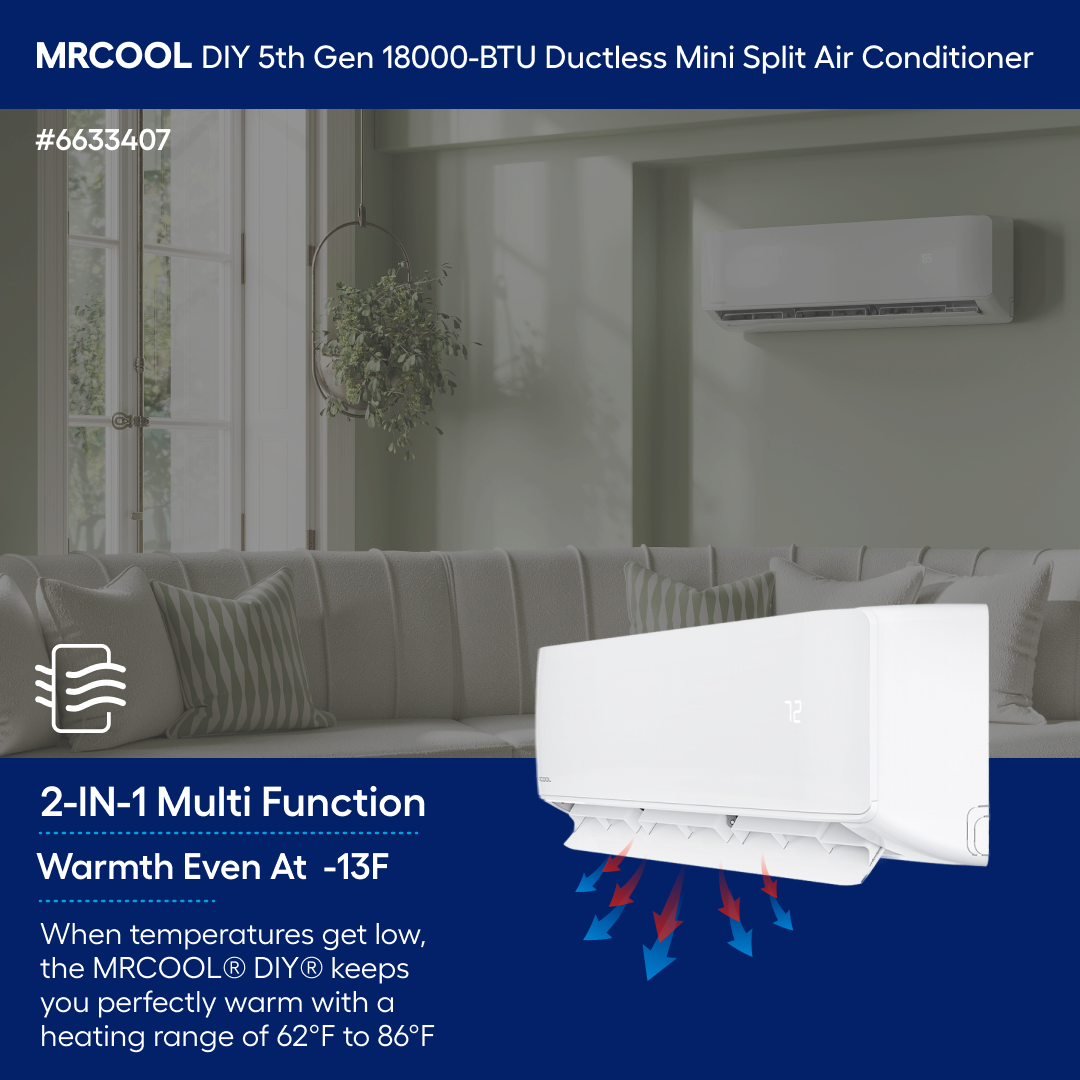 MRCOOL DIY 5th gen Energy Star 1 zone 18000-BTU Ductless Mini Split Air ...
