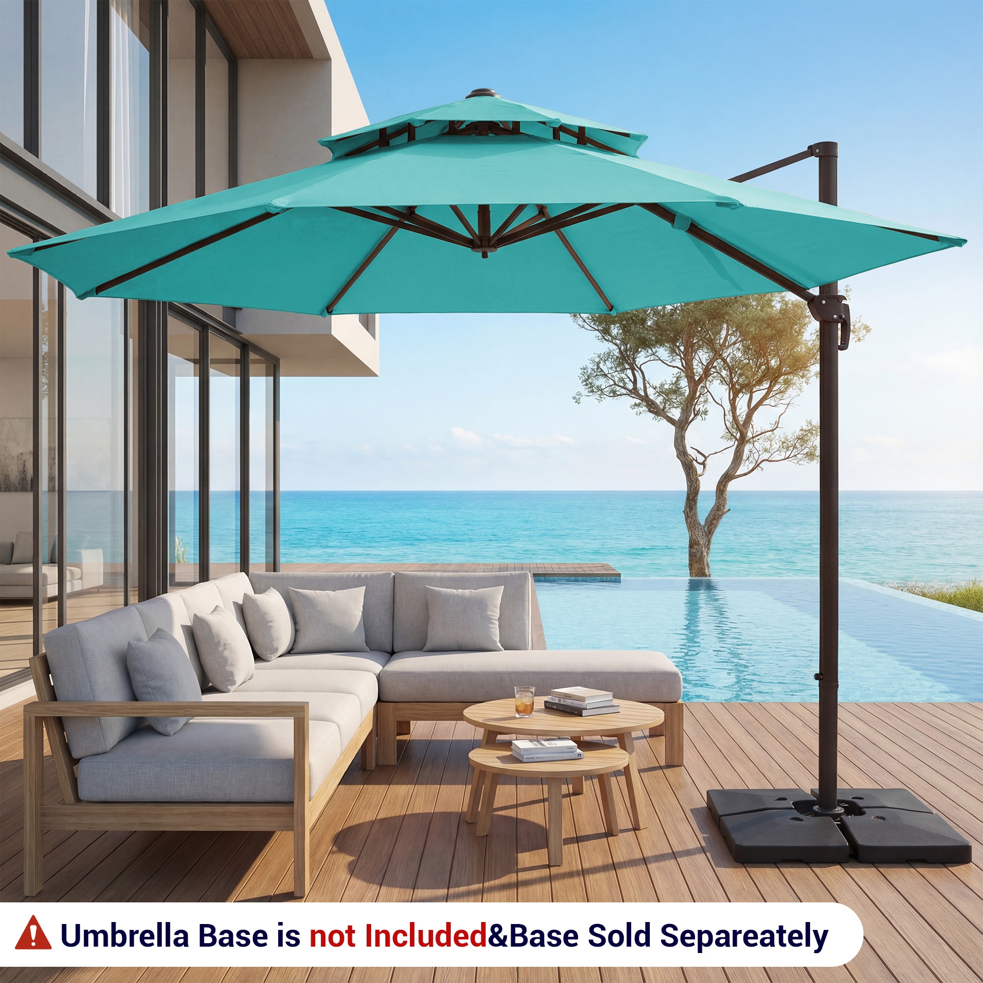 13' cantilever patio umbrella 10 X 13 FT with LED Lights Outdoor Heavy Duty Double Top Windproof Rectangle Offset Umbrellas with 360-degree Rotation for Pool Deck Backyard, Beige : Patio, Lawn & Garden Enjoy the perfect blend of functionality and style as the energy PURPLE LEAF Patio Umbrella 13ft