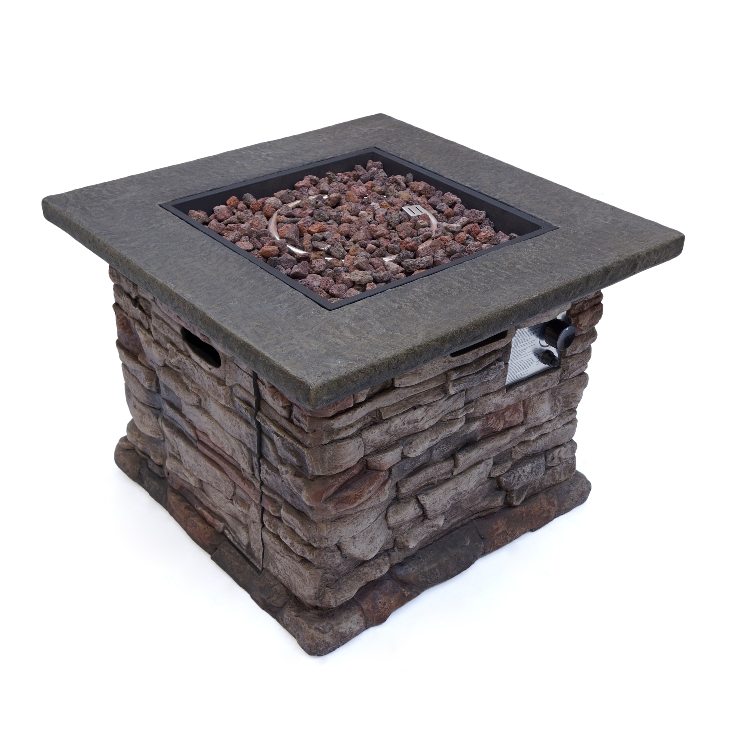 40000-BTU Natural Stone Composite Liquid Propane Outdoor Fireplace | - Best Selling Home Decor 303639