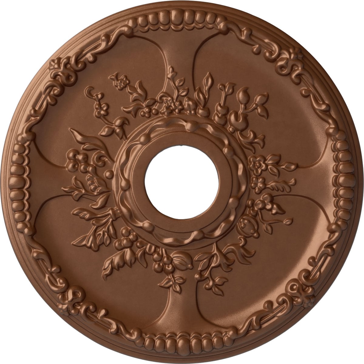 Ekena Millwork CM18SEPOS Antioch 18-in W x 18-in L Painted Polished Copper Polyurethane Whole Ceiling Medallion