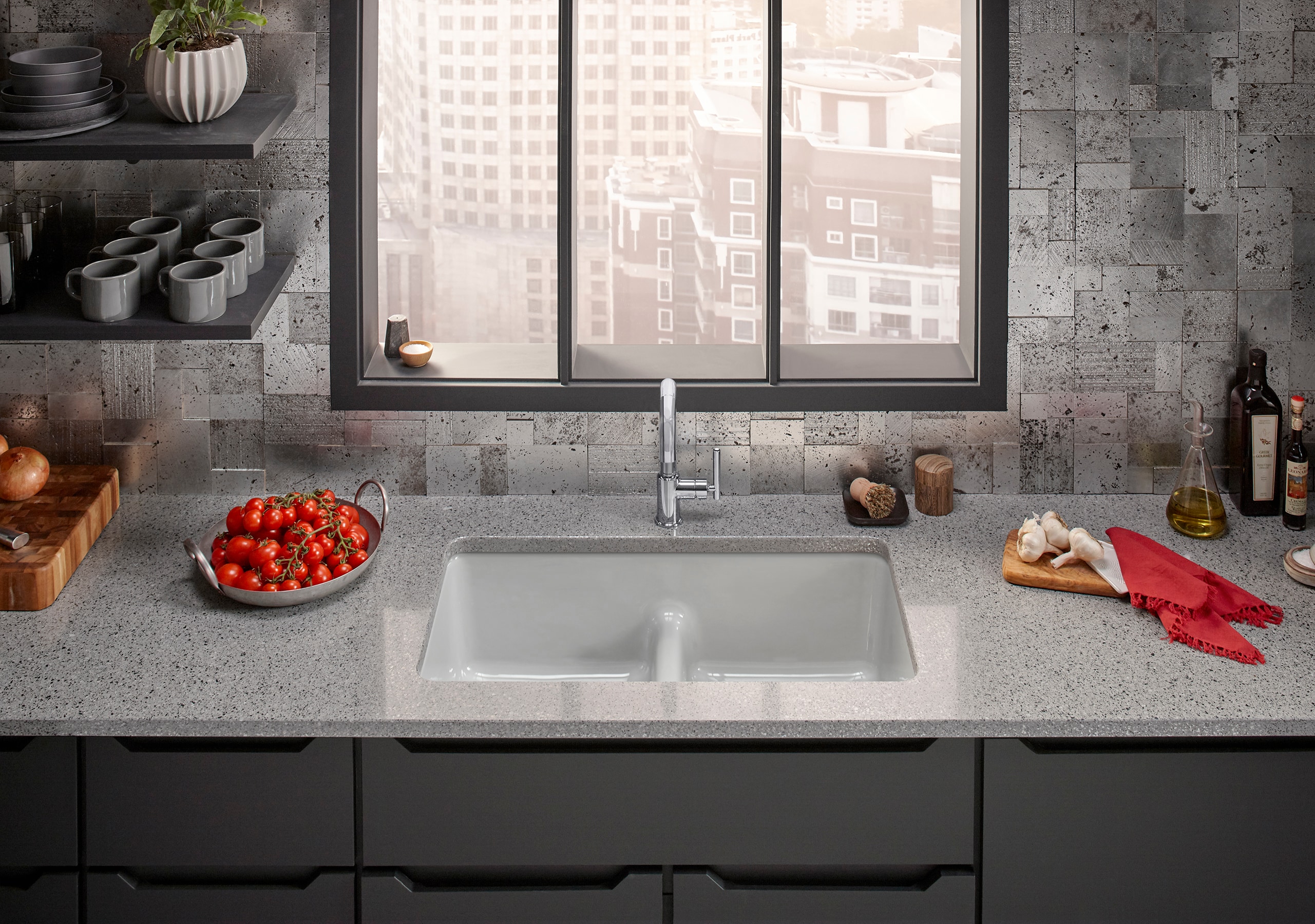 KOHLER 5312-0 Iron/Tones Drop-in or undermount 33-in x 18.75-in Cast iron Double equal bowl Kitchen Sink