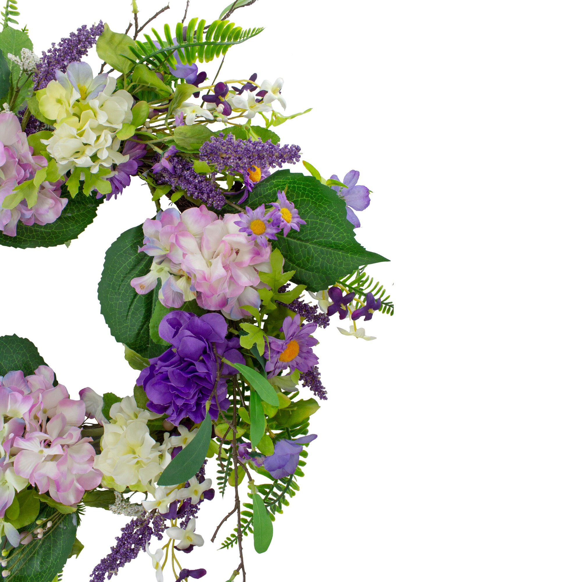 Spring Elegance Purple Hydrangea & Greenery Grapevine Wreath 26"