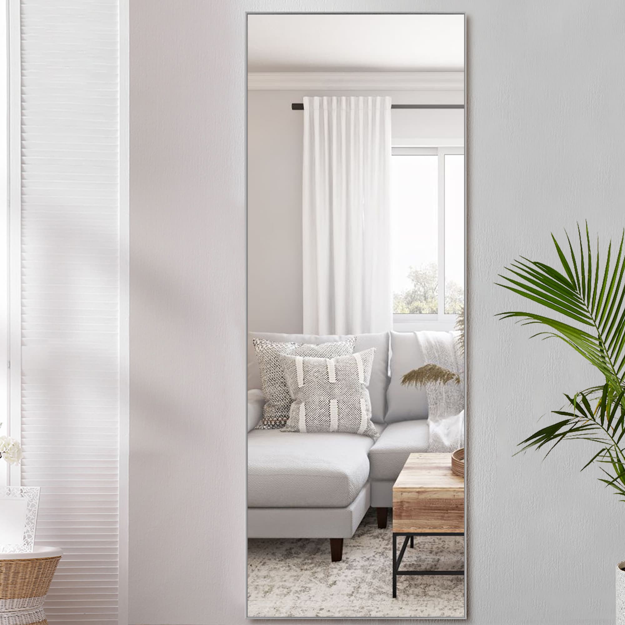 Dovelina M18060-EC-S607 29.13-Inches W x 76.38-Inches H Rectangle Gray Framed Full Length Floor Mirror