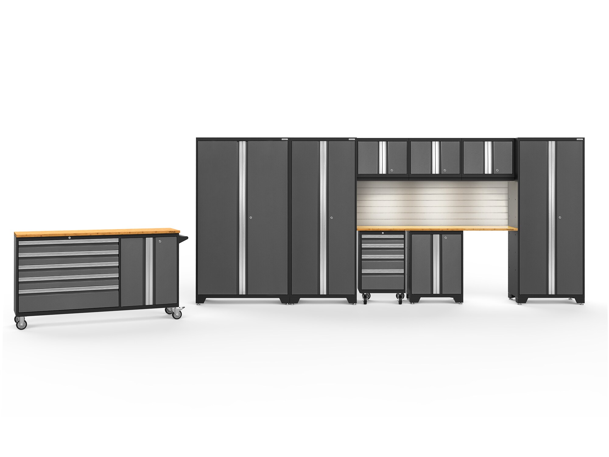 NewAge Products 56124 236-in W x 76.75-in H x 18-in D 9 -Cabinets Steel Charcoal Gray Garage Storage System