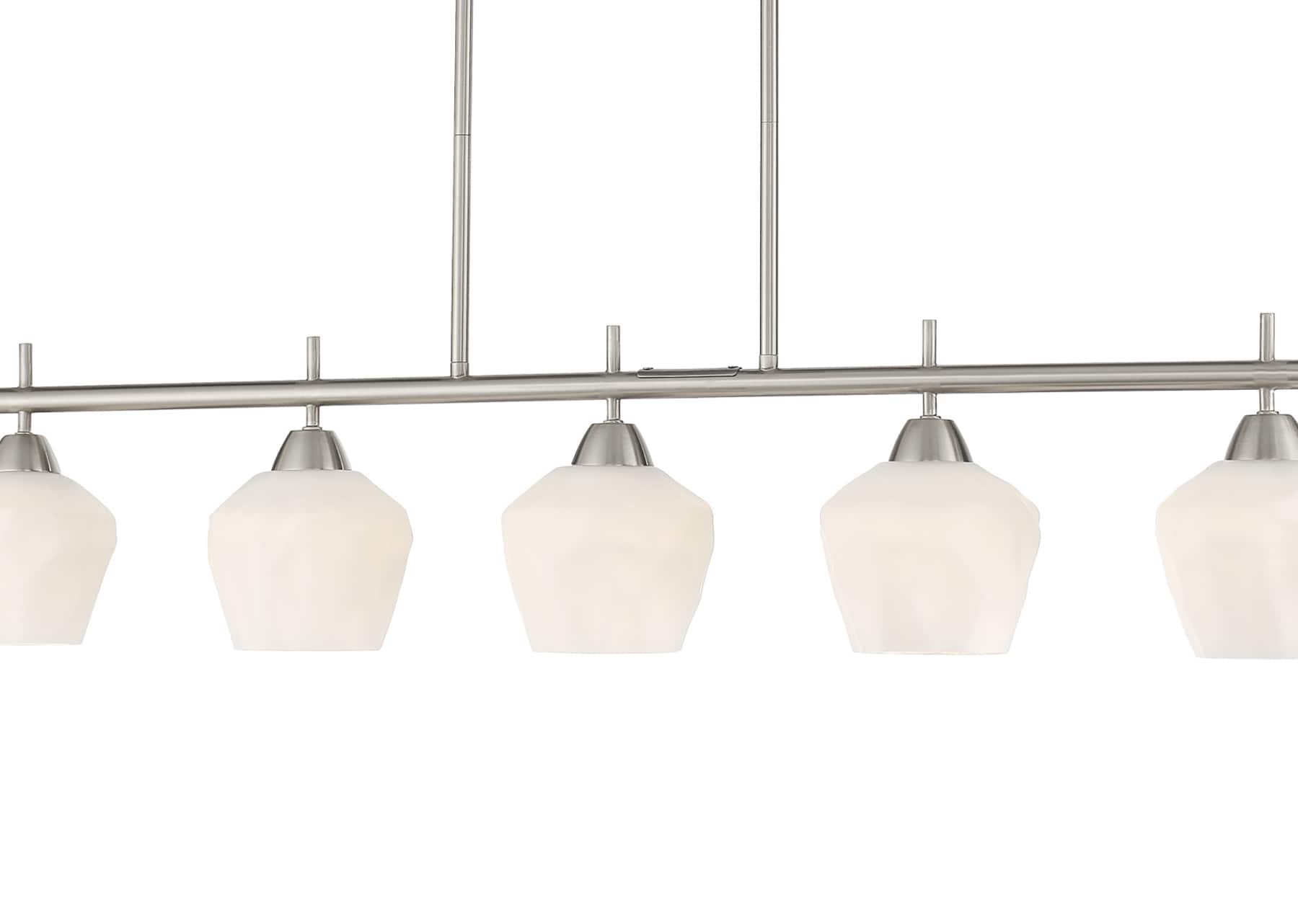 Camrin 5-Light Brushed Nickel and Glass Island Pendant