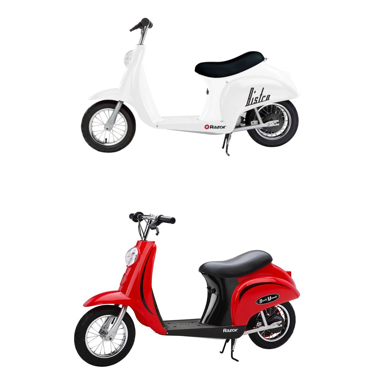 Pocket Mod Miniature Euro 24V Electric Retro White Scooter and Red Scooter | - Razor 109003