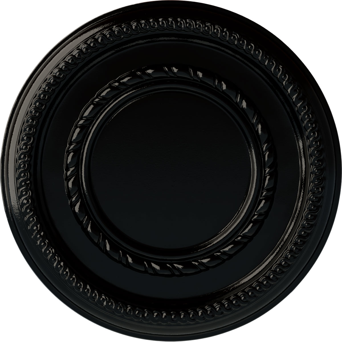 Ekena Millwork CM12FEBPS Federal Roped Small 12.5-in W x 12.5-in L Painted Black Pearl Polyurethane Whole Ceiling Medallion