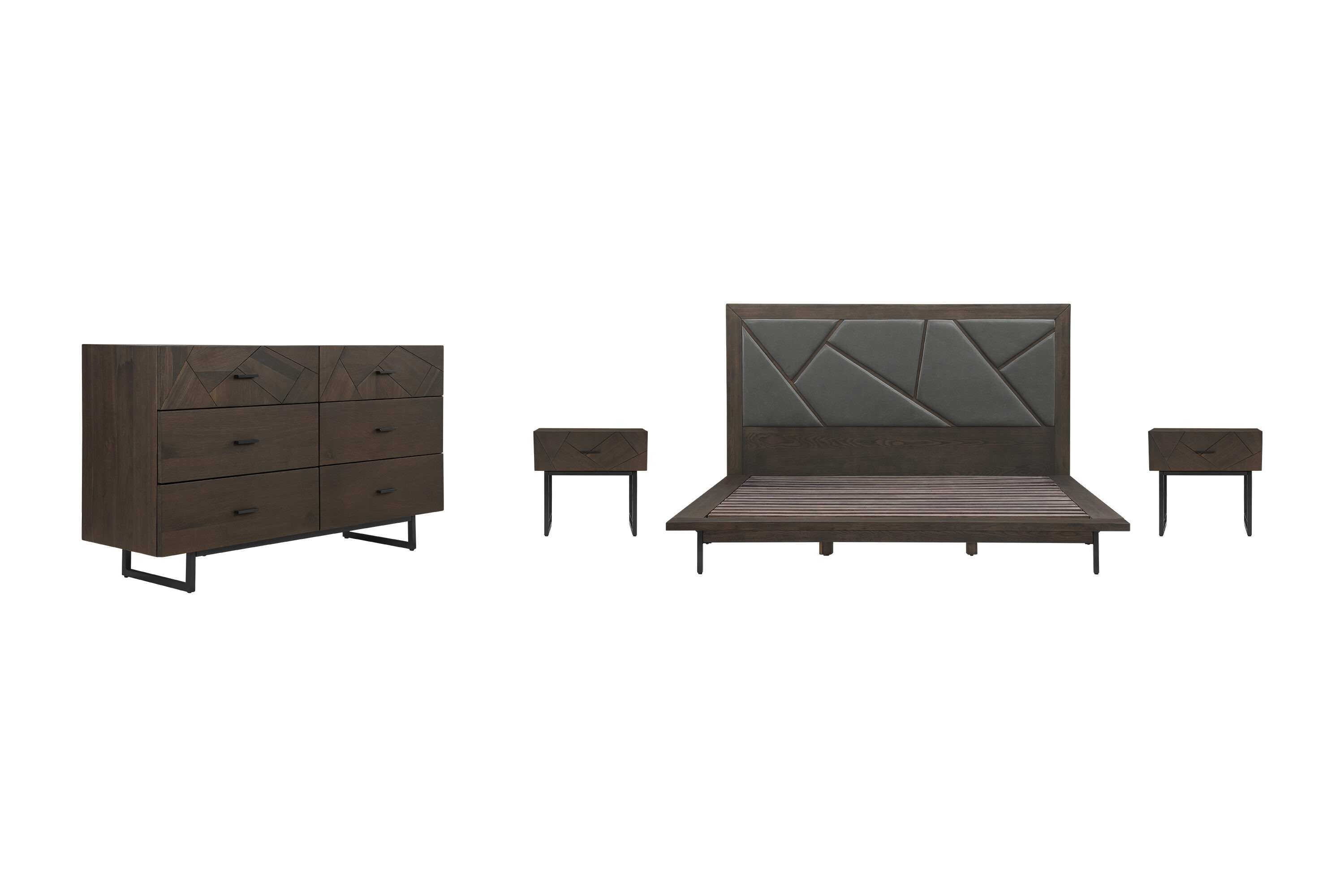 Armen Living SETMUBDGRKG4A Smoke Oak King Bedroom Set