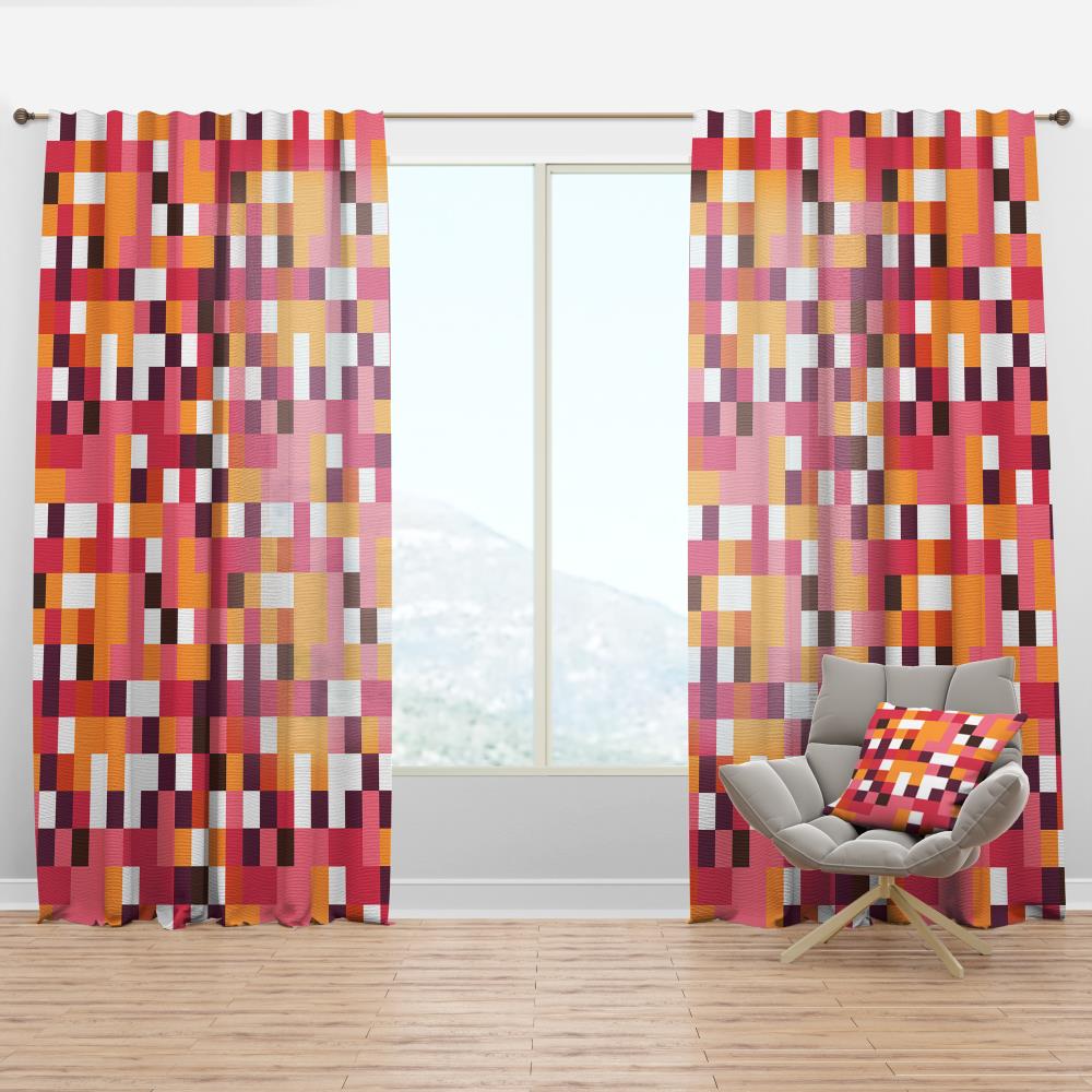 Designart CTN24206-52-63 63-in Pink Geometric Room Darkening Thermal Lined Rod Pocket Single Curtain Panel