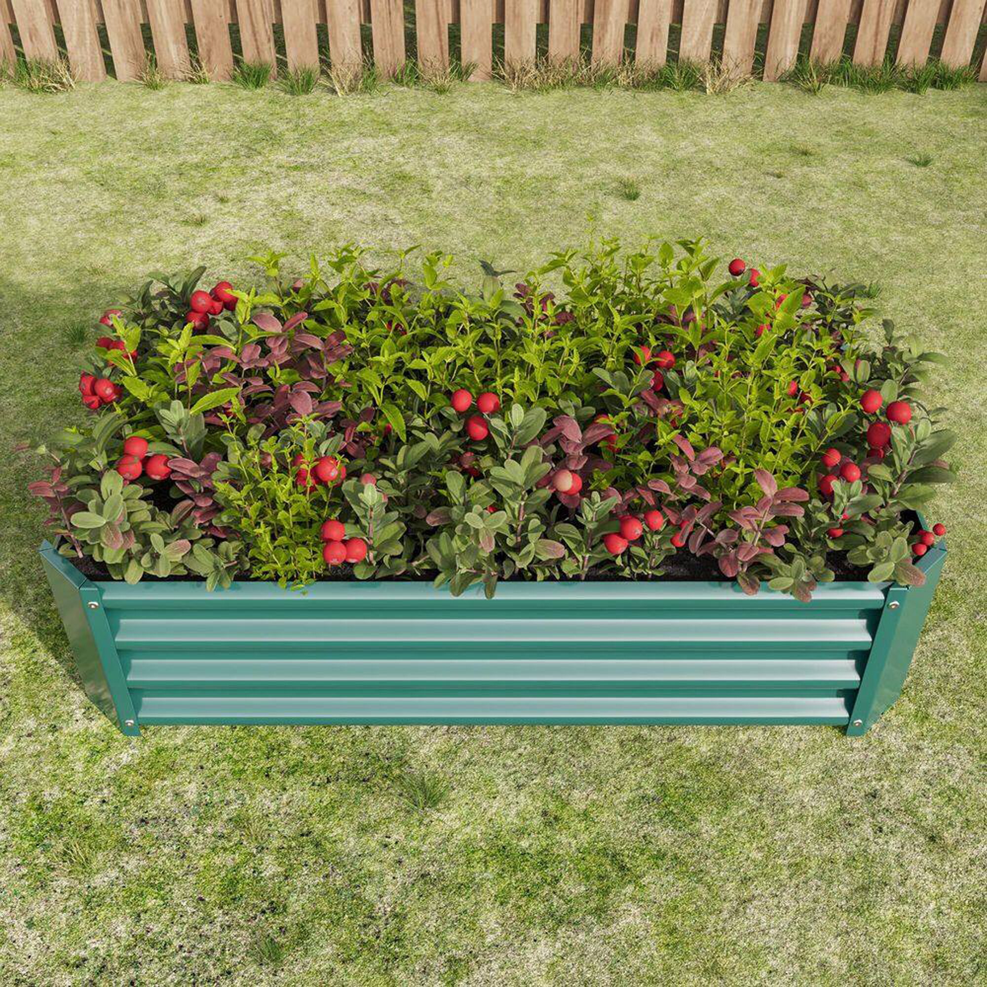 Gaierptone 24-in W x 47.24-in L x 11.81-in H Green Metal Raised Garden ...