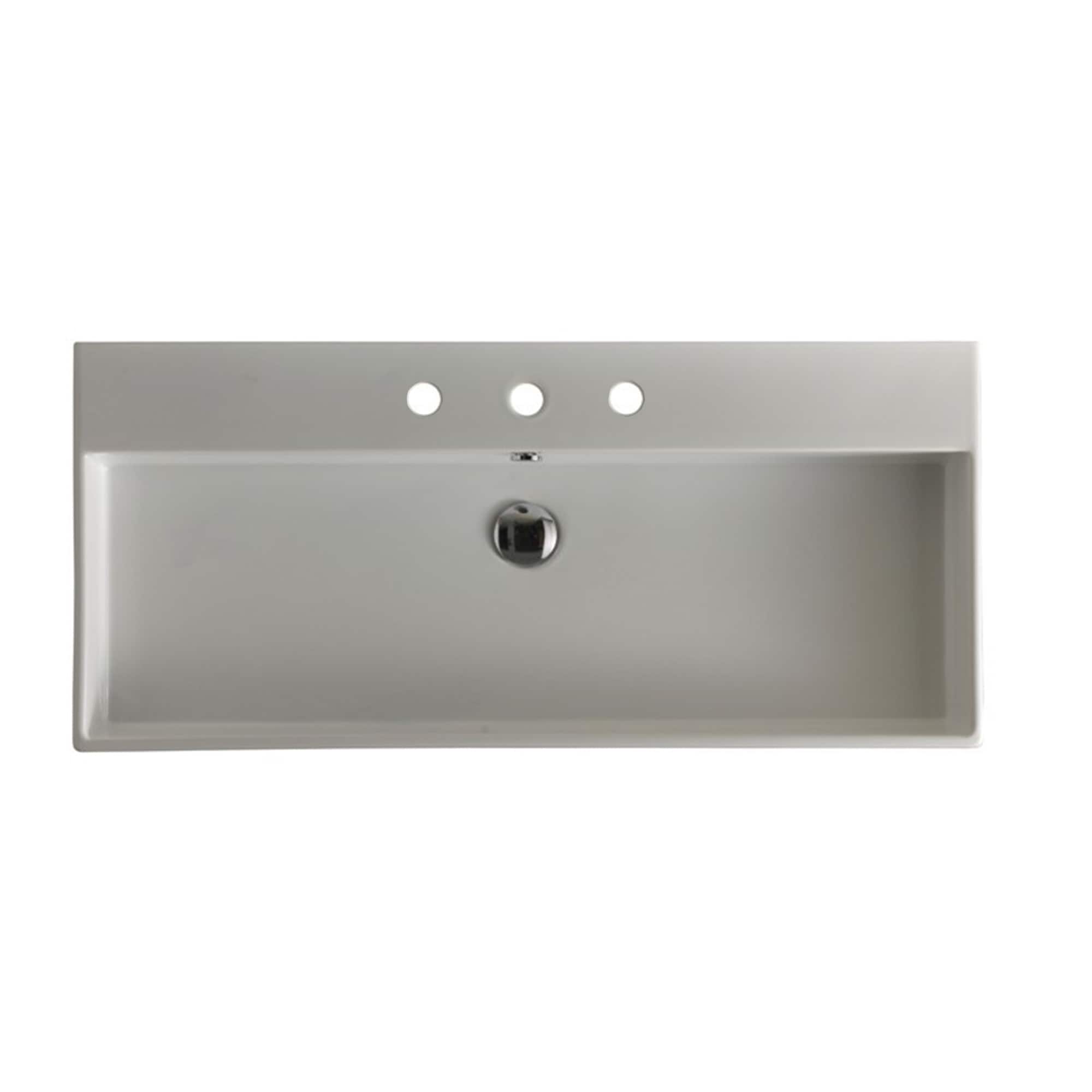 WS Bath Collections UNLIMITED 100.03 Unlimited Ceramic White Ceramic Wall-mount Rectangular Modern Bathroom Sink (39.4-in x 17.7-in)