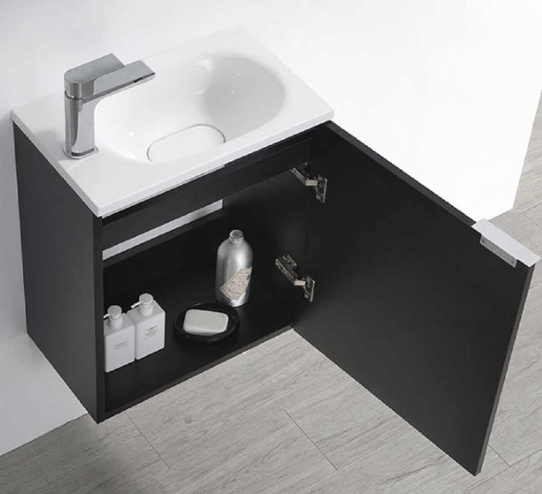 Valencia 20" Black Wall-Mount Vanity with White Acrylic Sink