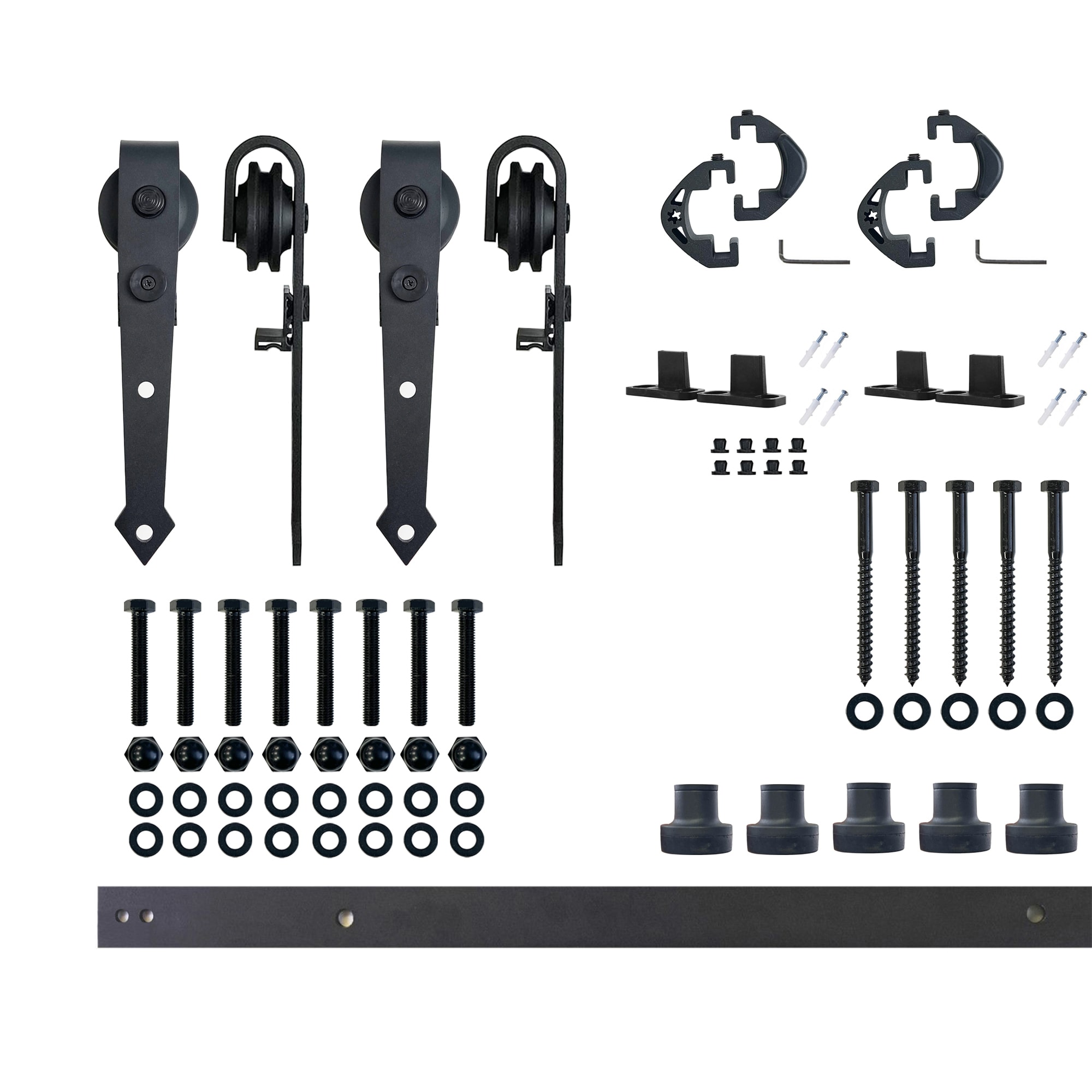 HOMACER JT2TGH079C 79-in Rustic black Black Indoor Arrow Double Barn door hardware kit