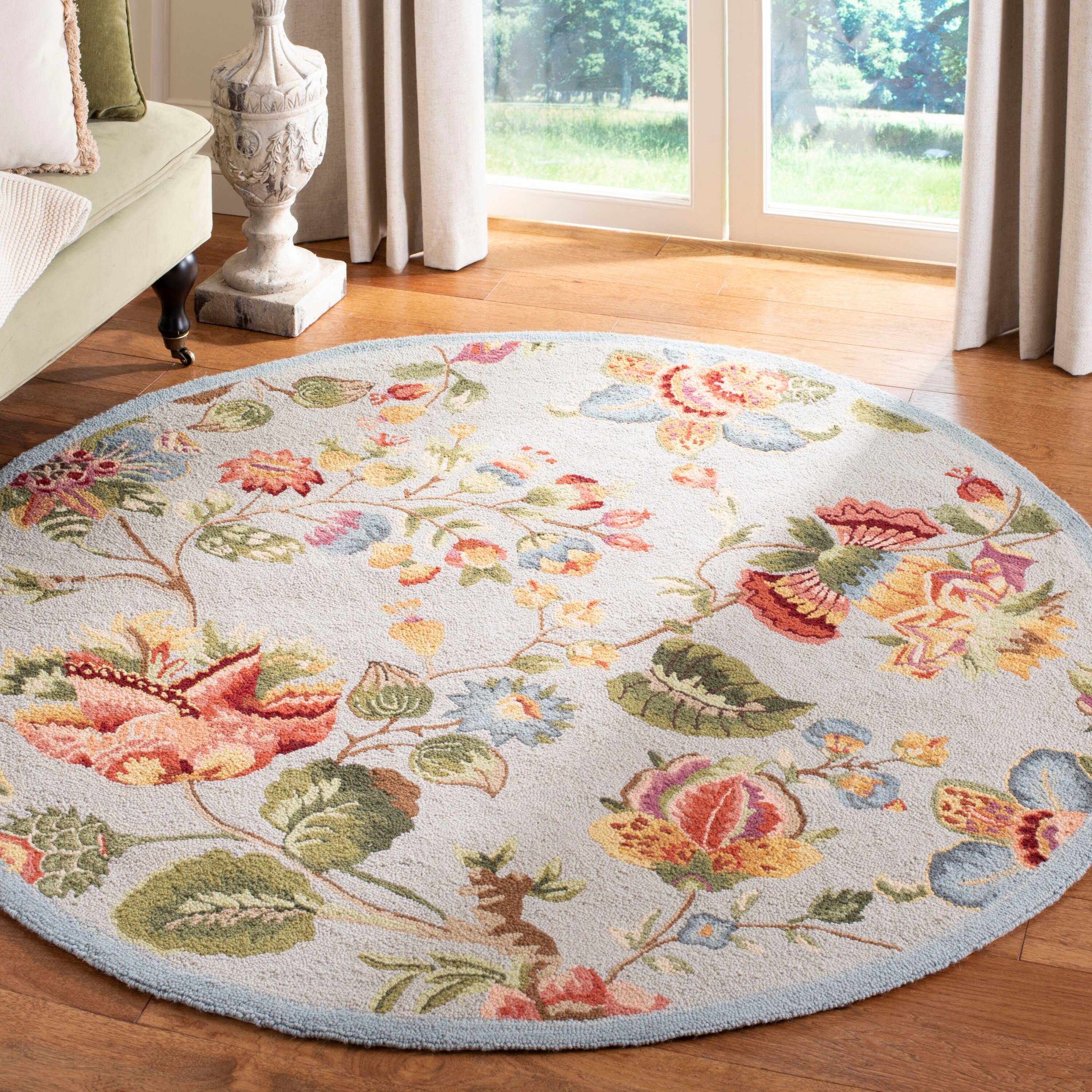 Safavieh Chelsea Lore 4 X 4 (ft) Wool Multi/Light Blue Round Indoor  Floral/Botanical Area Rug in the Rugs department at