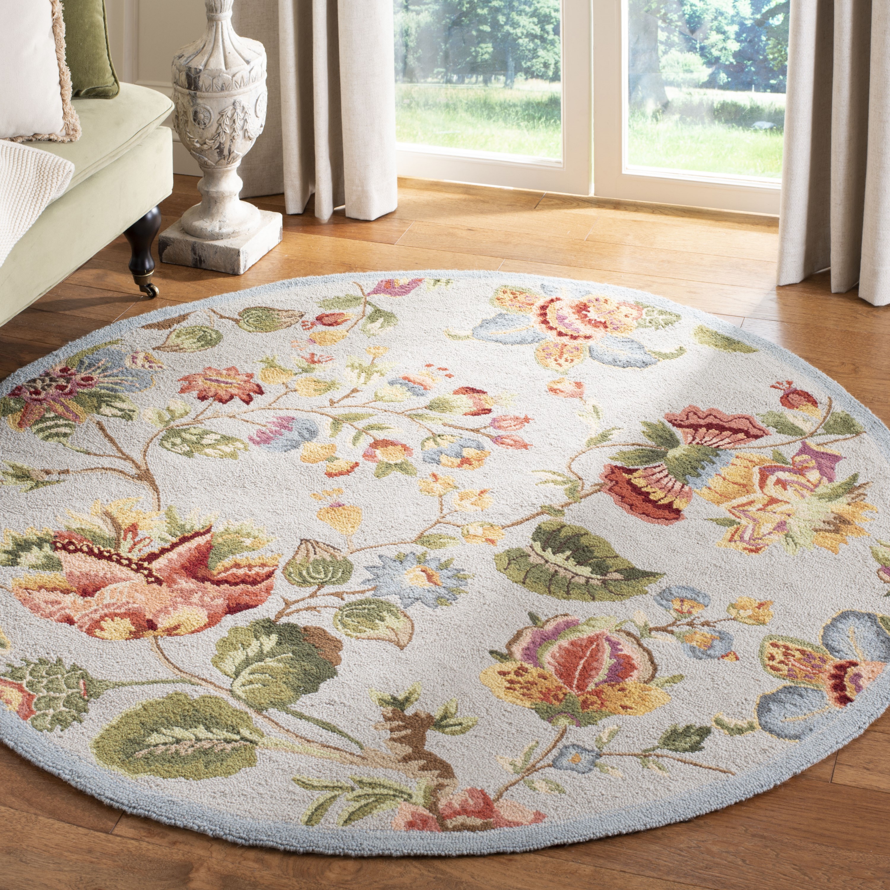 Safavieh Chelsea Lore 4 X 4 (ft) Wool Multi/Light Blue Round Indoor  Floral/Botanical Area Rug in the Rugs department at