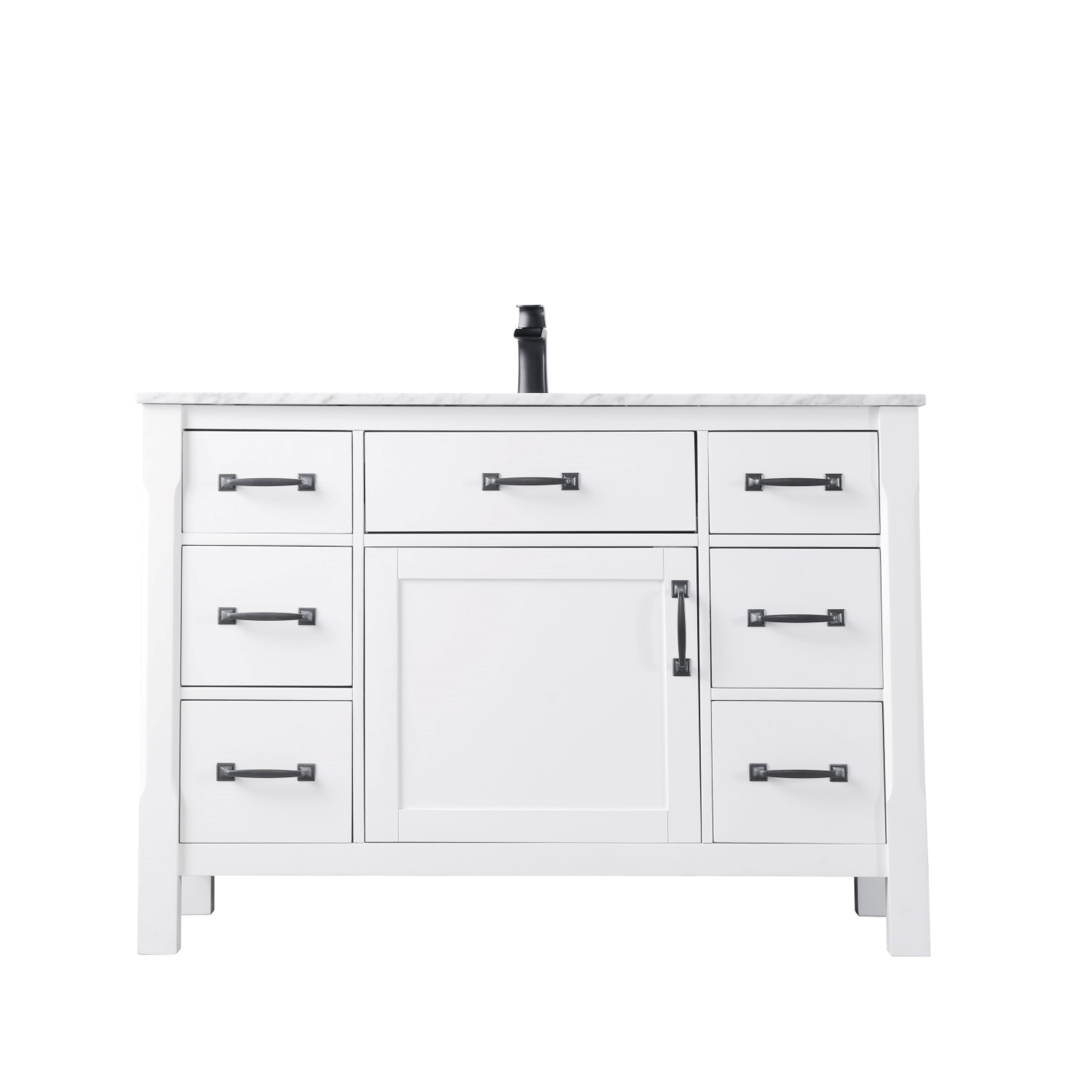 Altair 535048-WH-CA-NM Maribella 48-in White Undermount Single Sink Bathroom Vanity with Carrara White Marble Top