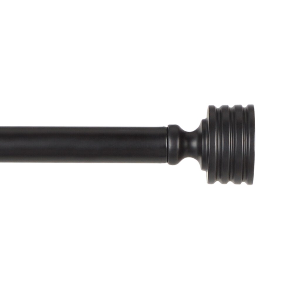Exclusive Home RD014888DSEHB1 A112 Lucero 1-in Curtain Rod and Coordinating Finial set, Matte Black, 66-120 in