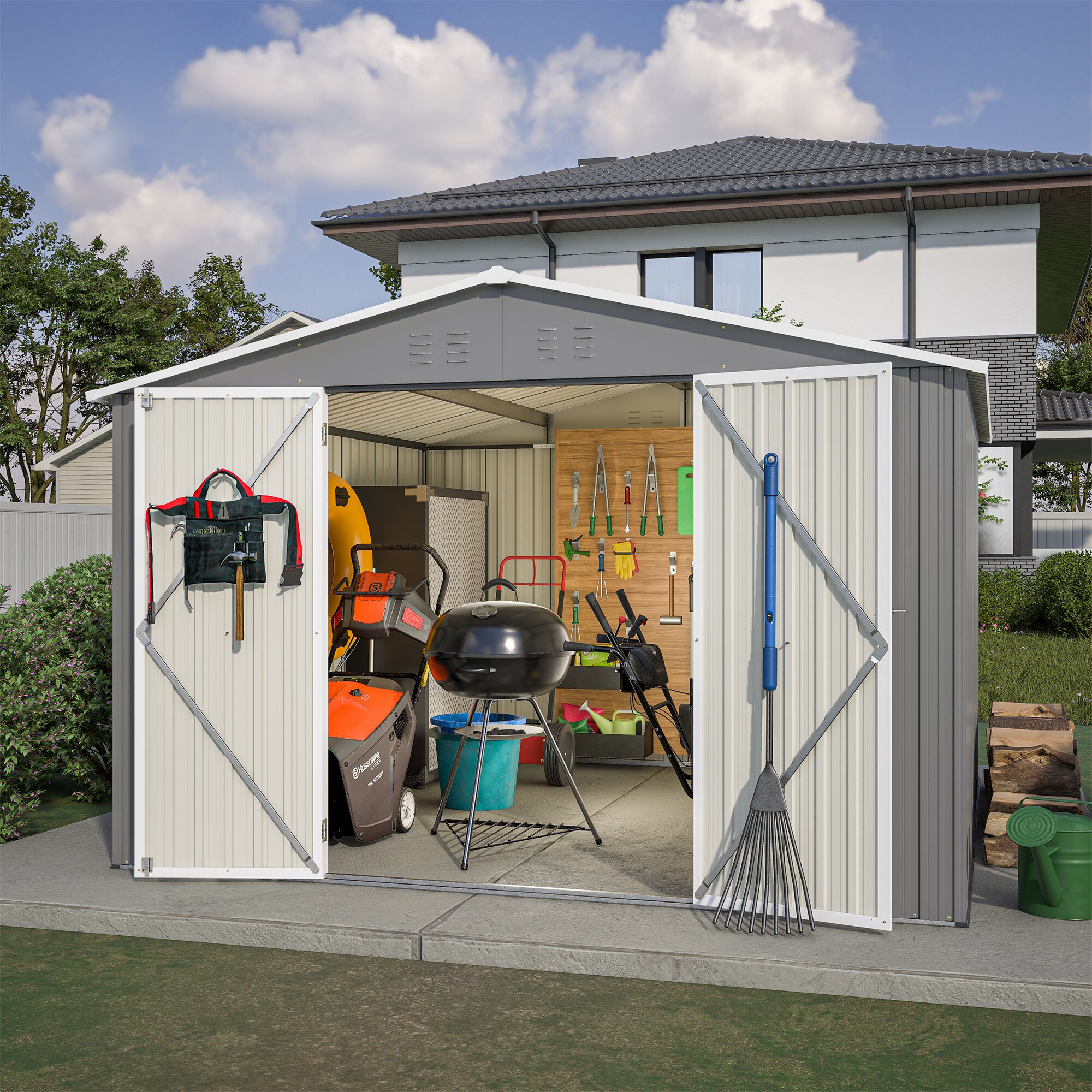 WELLFOR TWSG013-BN Metal-Storage-Buildings-Sheds - View #12
