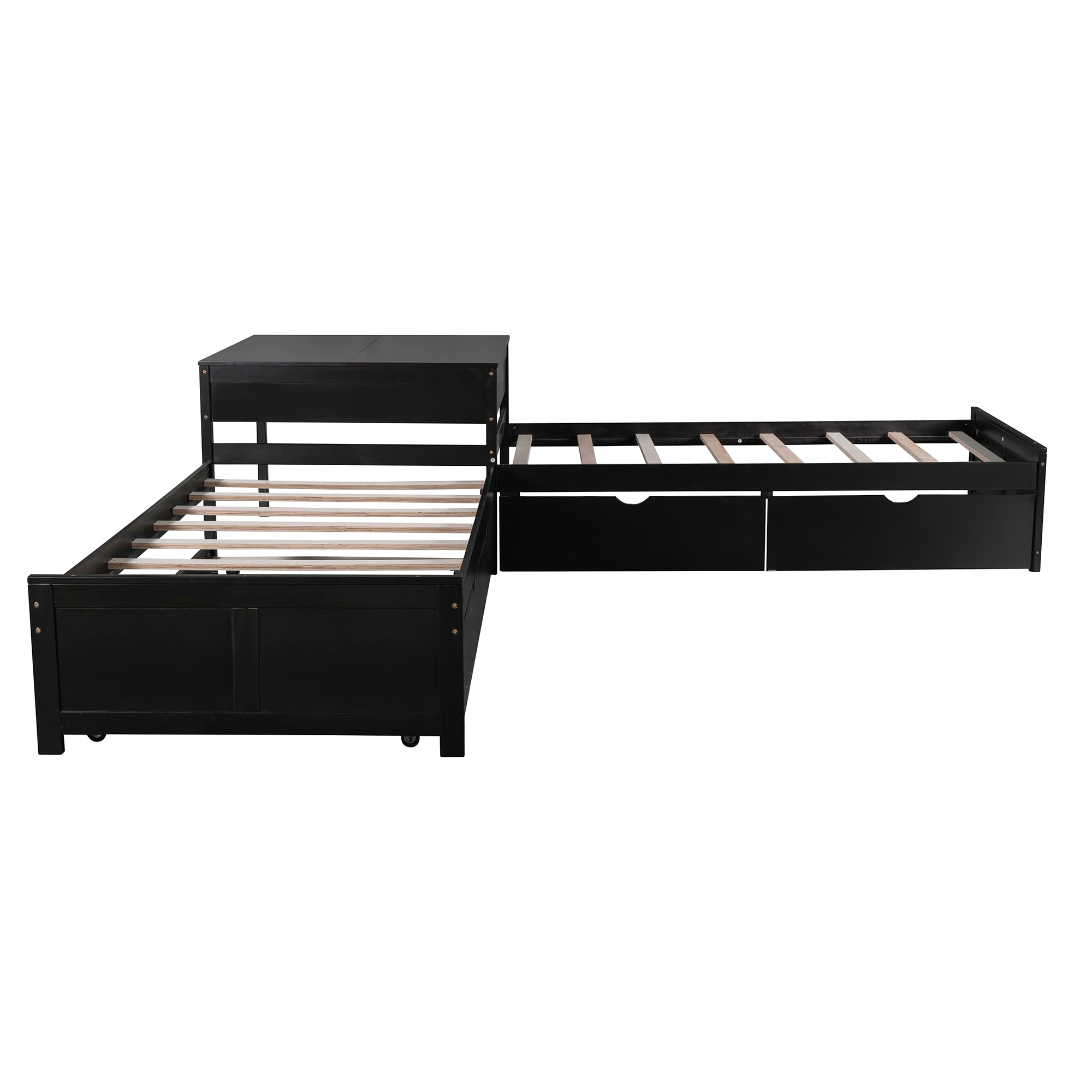 Qualler BWM000916P Espresso Twin Wood Platform Bed with Storage
