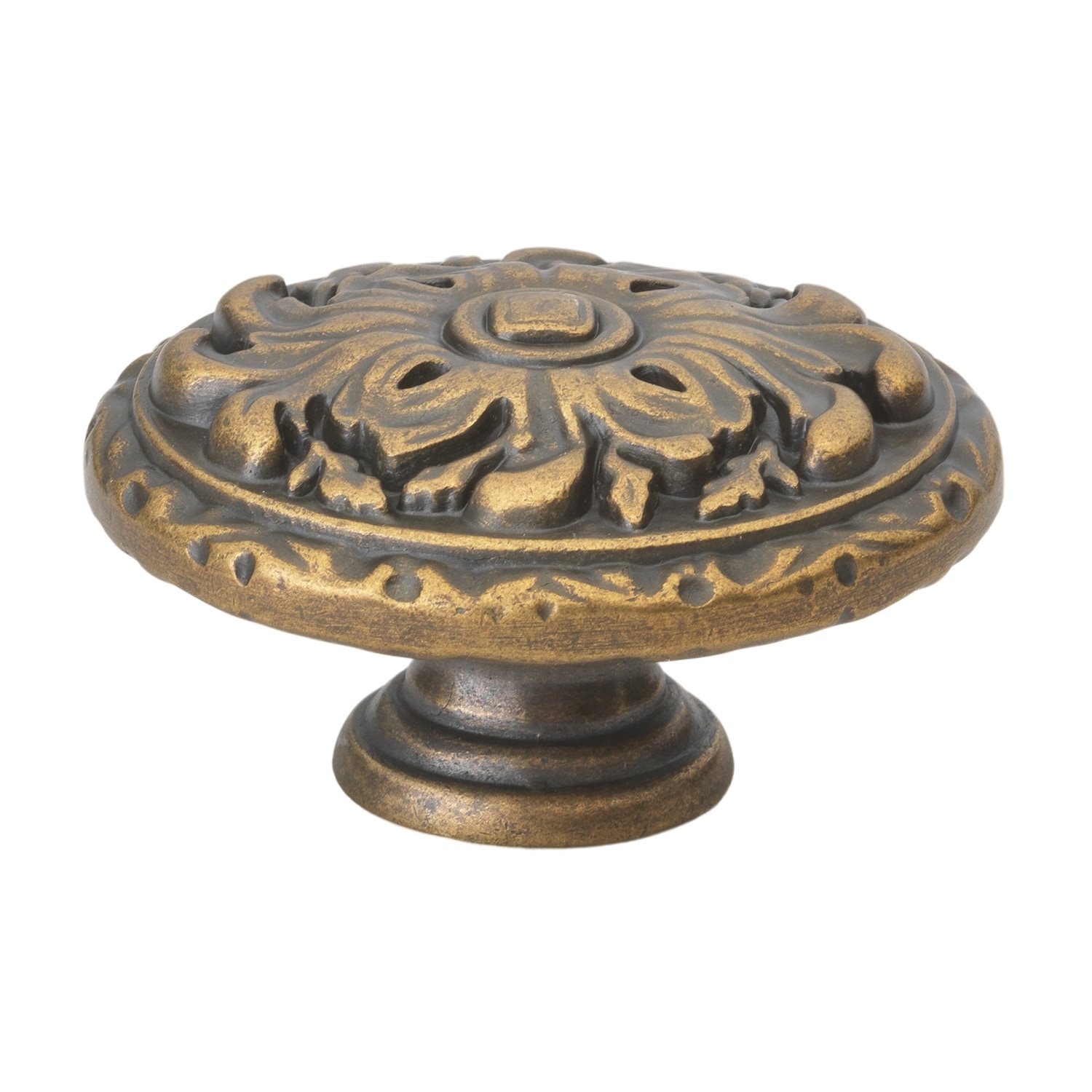 GlideRite Hardware 5710-AB-25 2 in. Ornate Oval Cabinet Knob - 25 Pack