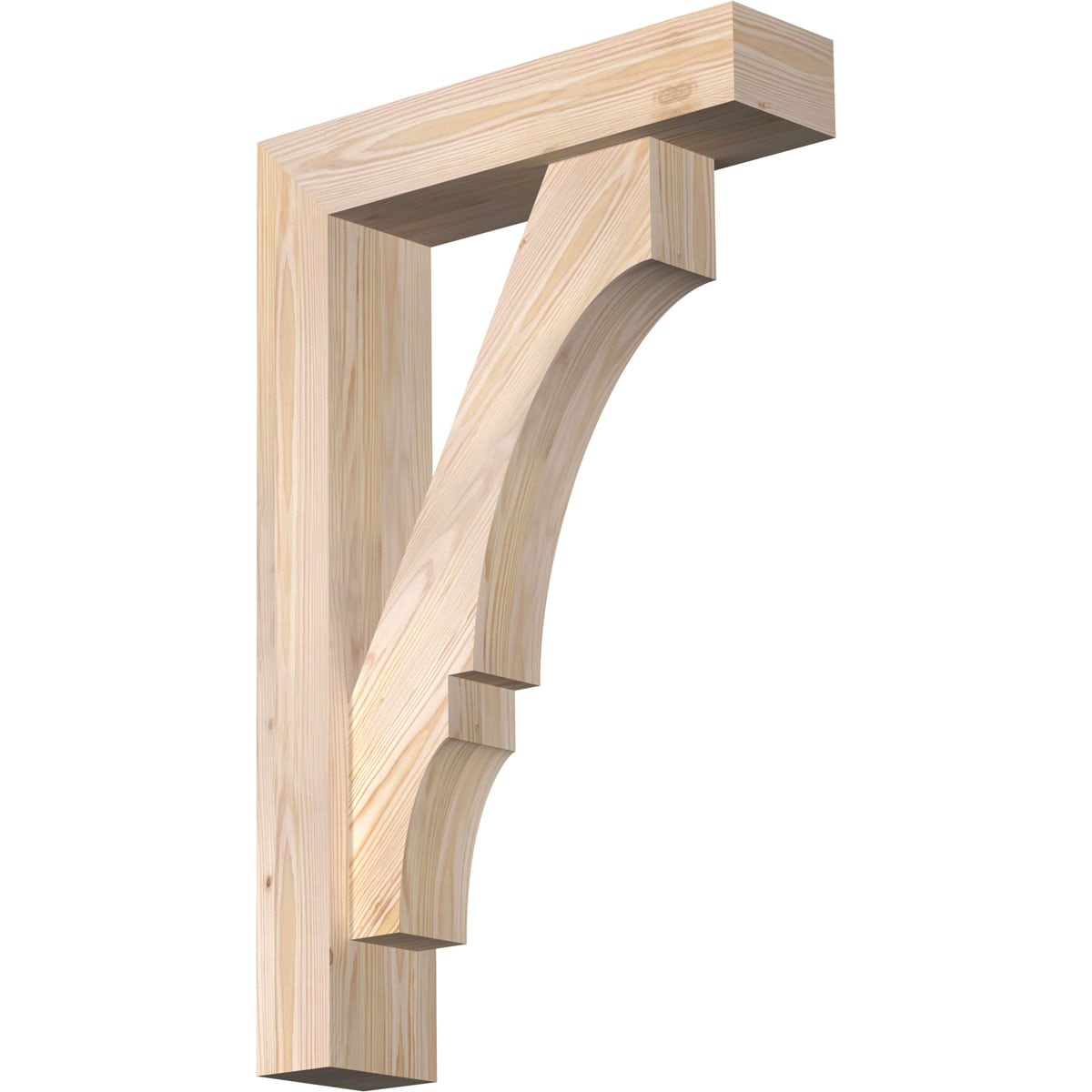 Ekena Millwork 1462144 Balboa Block Smooth Bracket with Offset Brace Douglas Fir Wood Standard Bracket