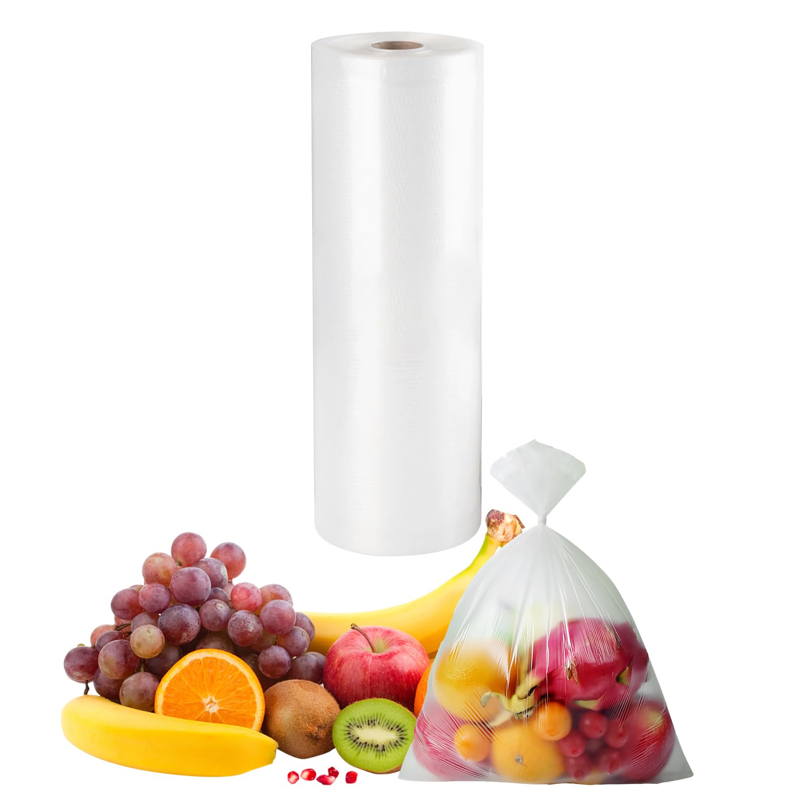 KIWDZFU  Clear Plastic Produce Bag Roll 12 x 16 Food Storage Bags for Vegetables Bread Fruits Meat Easy Tear Durable Transparent 350 Bags 1 Roll
