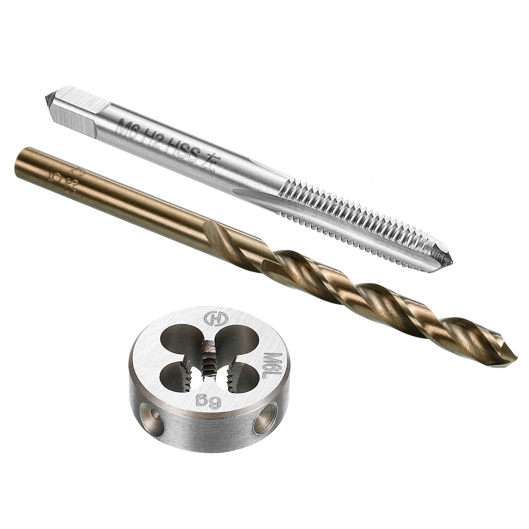 Unique Bargains Tap and Die and Drill Bit Set M6 x 1 Left Hand Thread Milling Tap and Round Die 5.0mm Cobalt High Speed Steel Twist Drill Bit