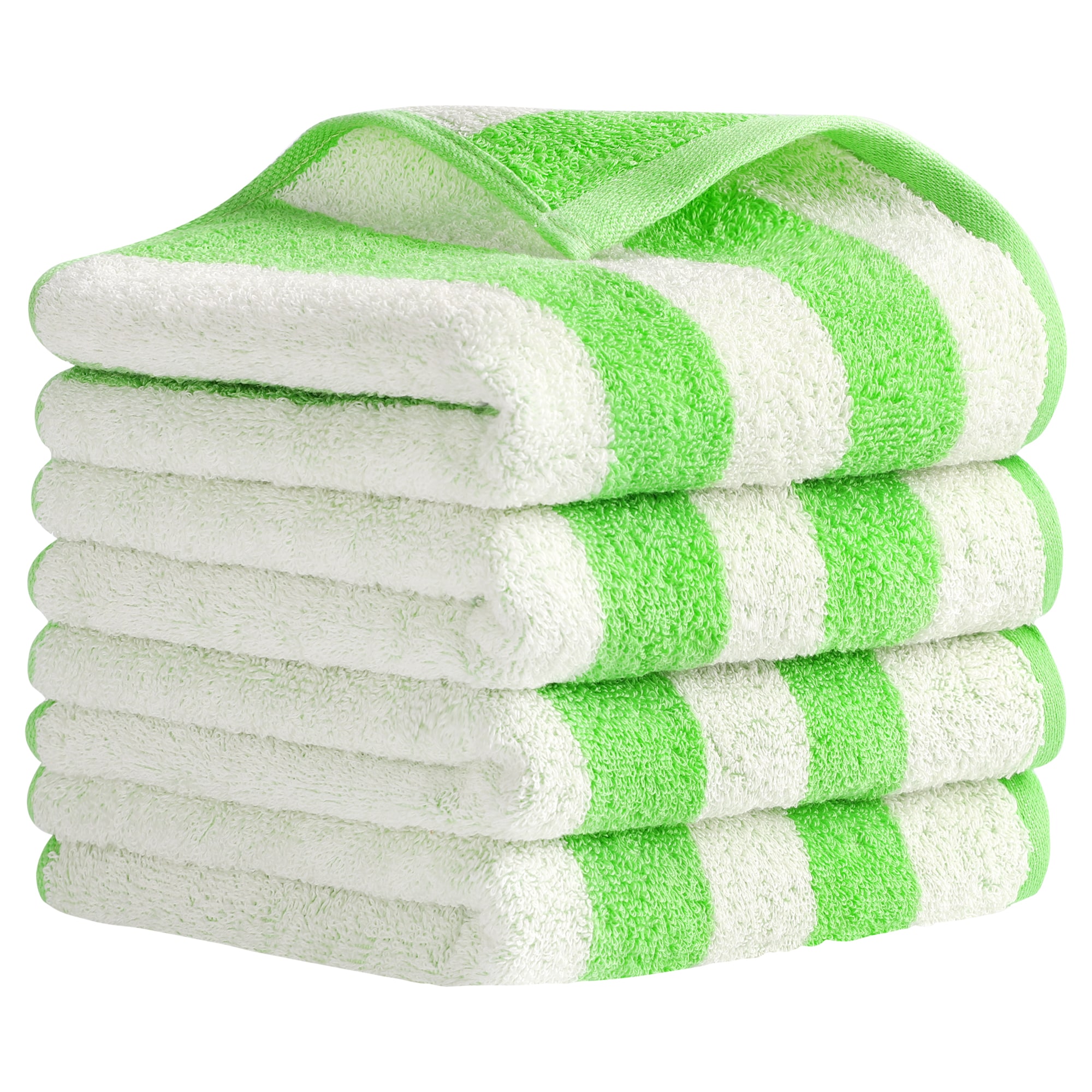 Unique Bargains Striped Hand Towels Set Absorbent Soft Towel for Kitchen Spa Workout Stylish for Hand Face Bathroom Decor 4pcs Green
