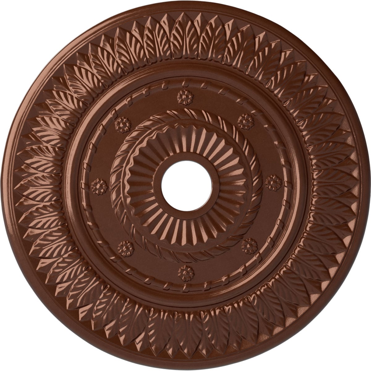 Ekena Millwork CM26LFCPS Leaf 26.75-in W x 26.75-in L Painted Copper Penny Polyurethane Whole Ceiling Medallion