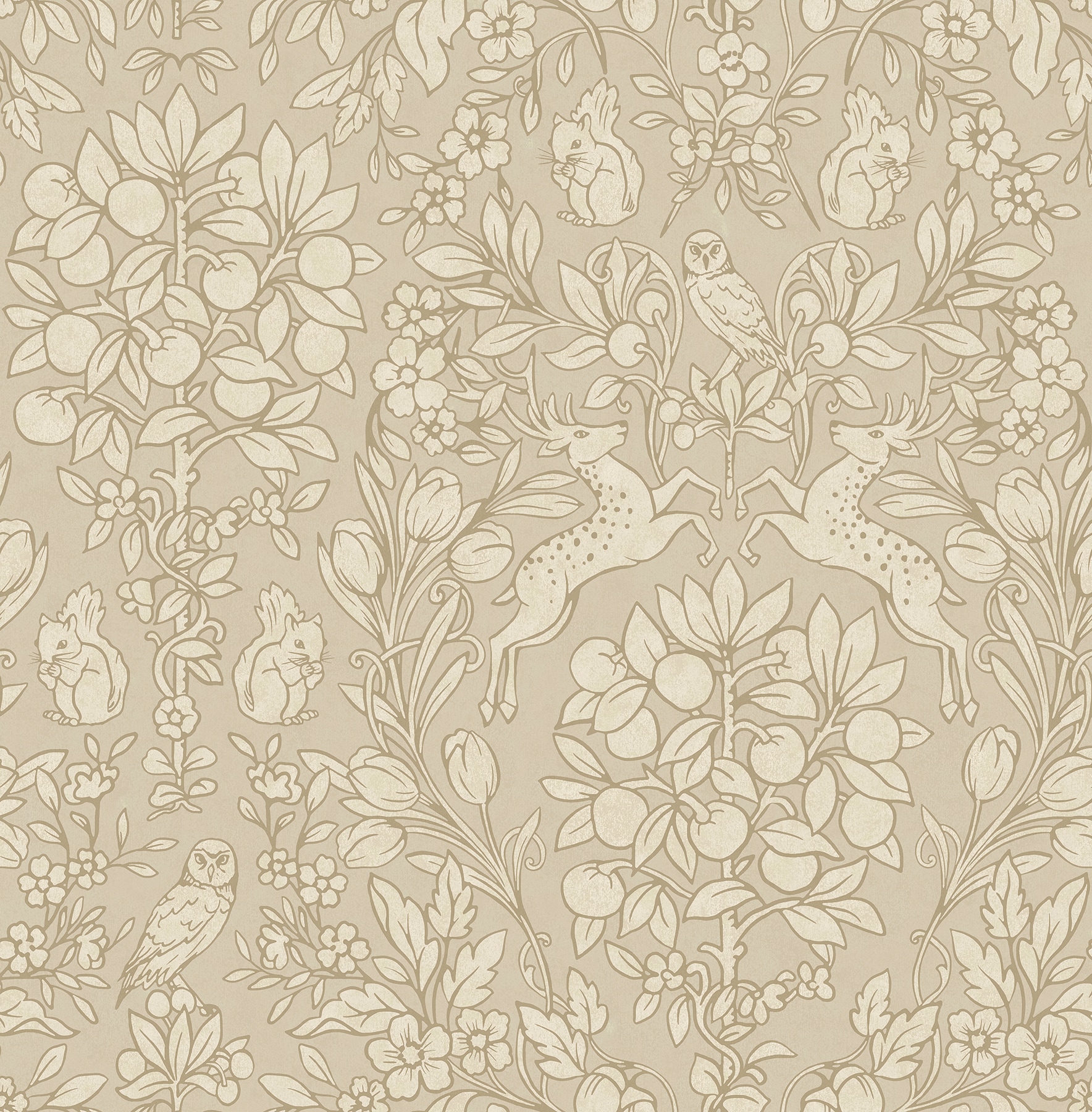 Brewster M1686 Archive COL 56.4-Sq. Feet Neutral Non-woven Floral Unpasted Wallpaper
