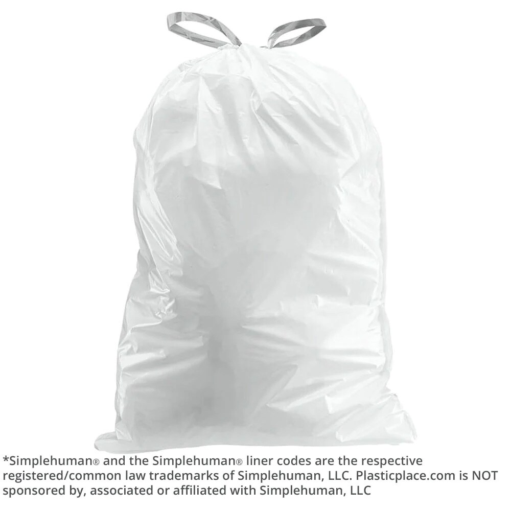  simplehuman Code A Custom Fit Drawstring Trash Bags in  Dispenser Packs, 30 Count, 4.5 Liter / 1.2 Gallon, White : Health &  Household