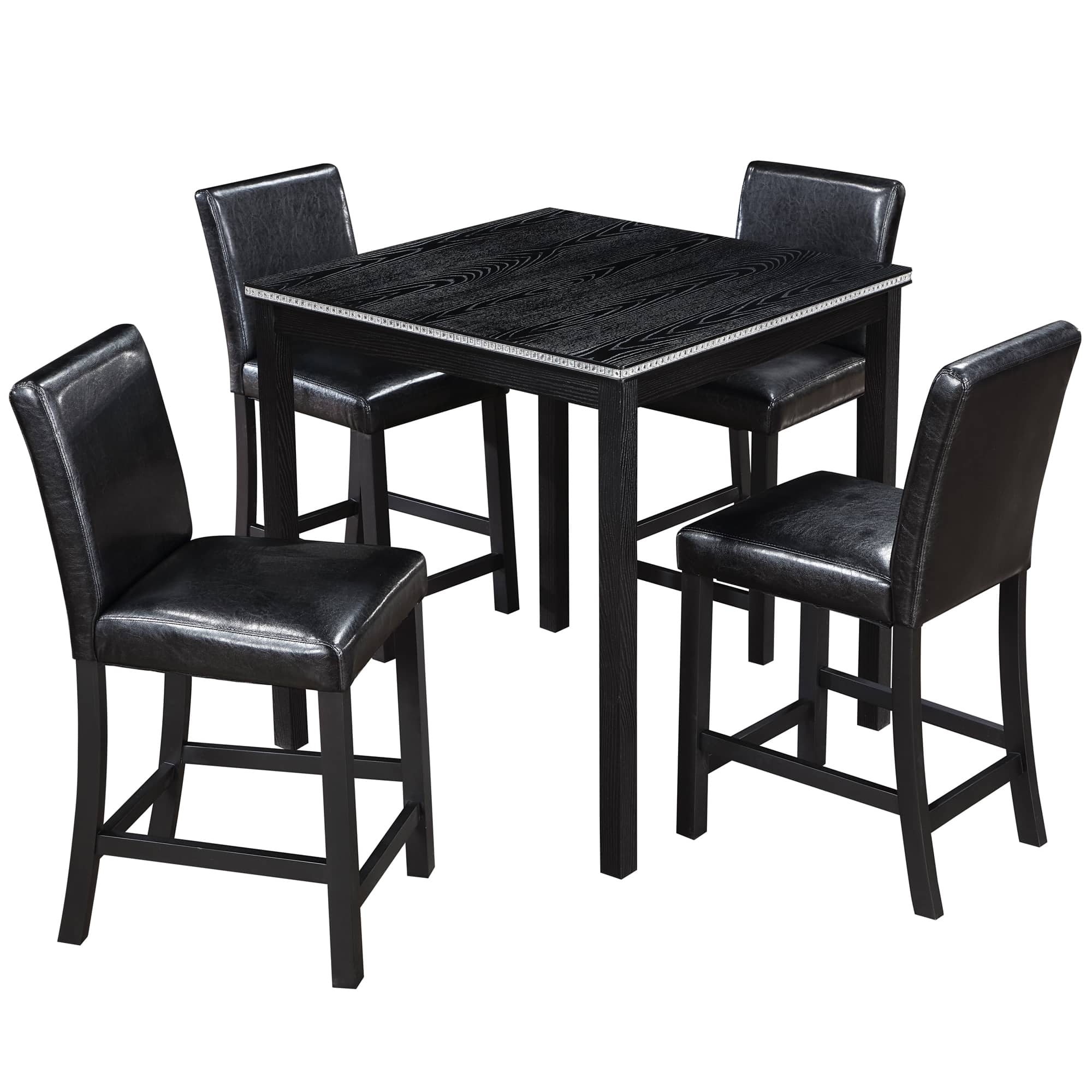 Vynxaria 5 Piece Counter Height Table Set Wooden Square Table with 4 ...