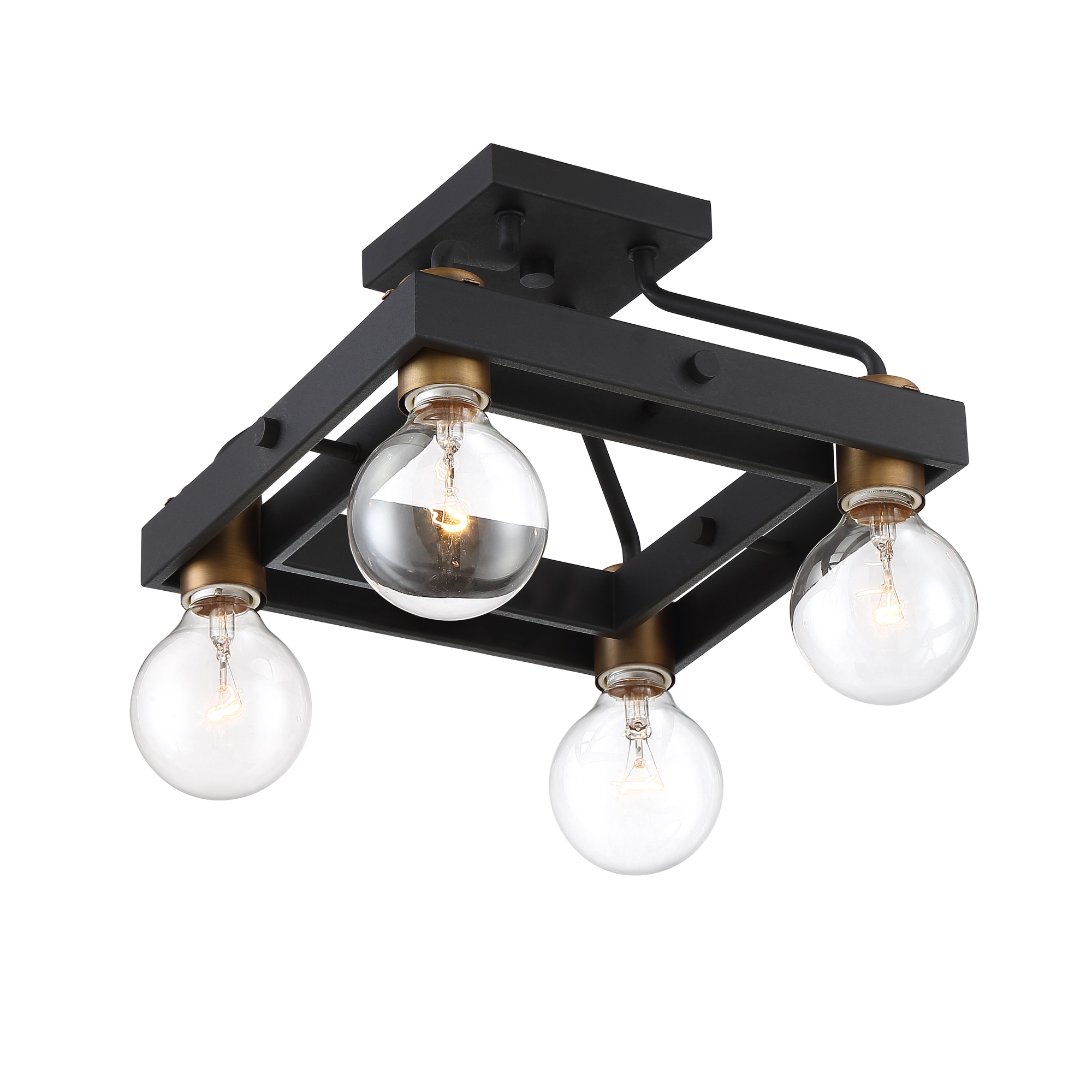 Ravella Black and Brass Industrial Semi Flush Mount Ceiling Light