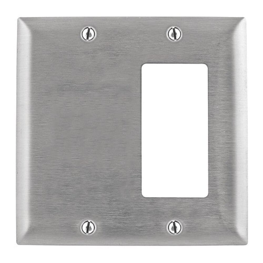 Hubbell GFCI Opening Wall Plates Number of Gangs: 2 Stainless Steel Brushed Finish #SS1426