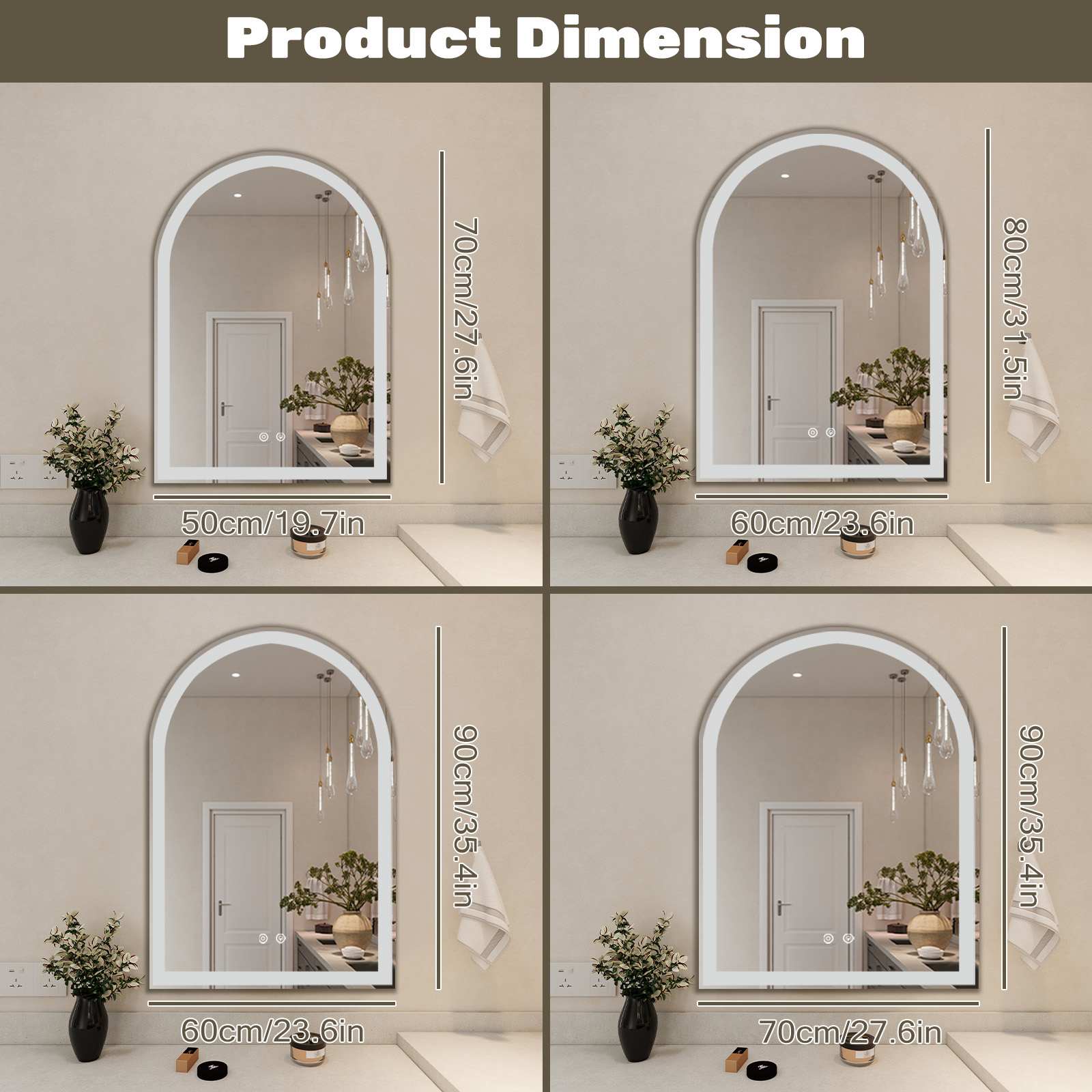 Bestier USLOW-HJ333670 Framed-Bath-Mirrors - View #5