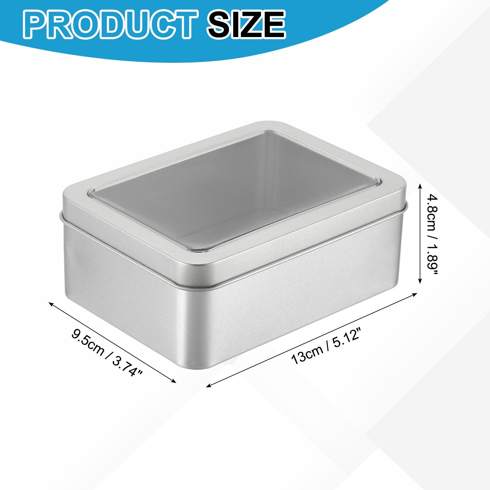 Unique Bargains 2pcs Metal Tin Box 5.1 x 3.7 x 1.9 Inch Rectangular ...