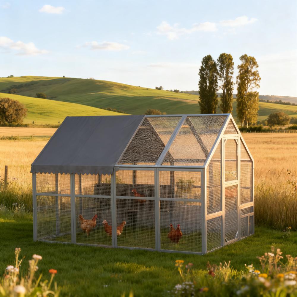 Gray Large Chicken Coop for 8 12 Chickens Water Resistant Cover Nesting Box