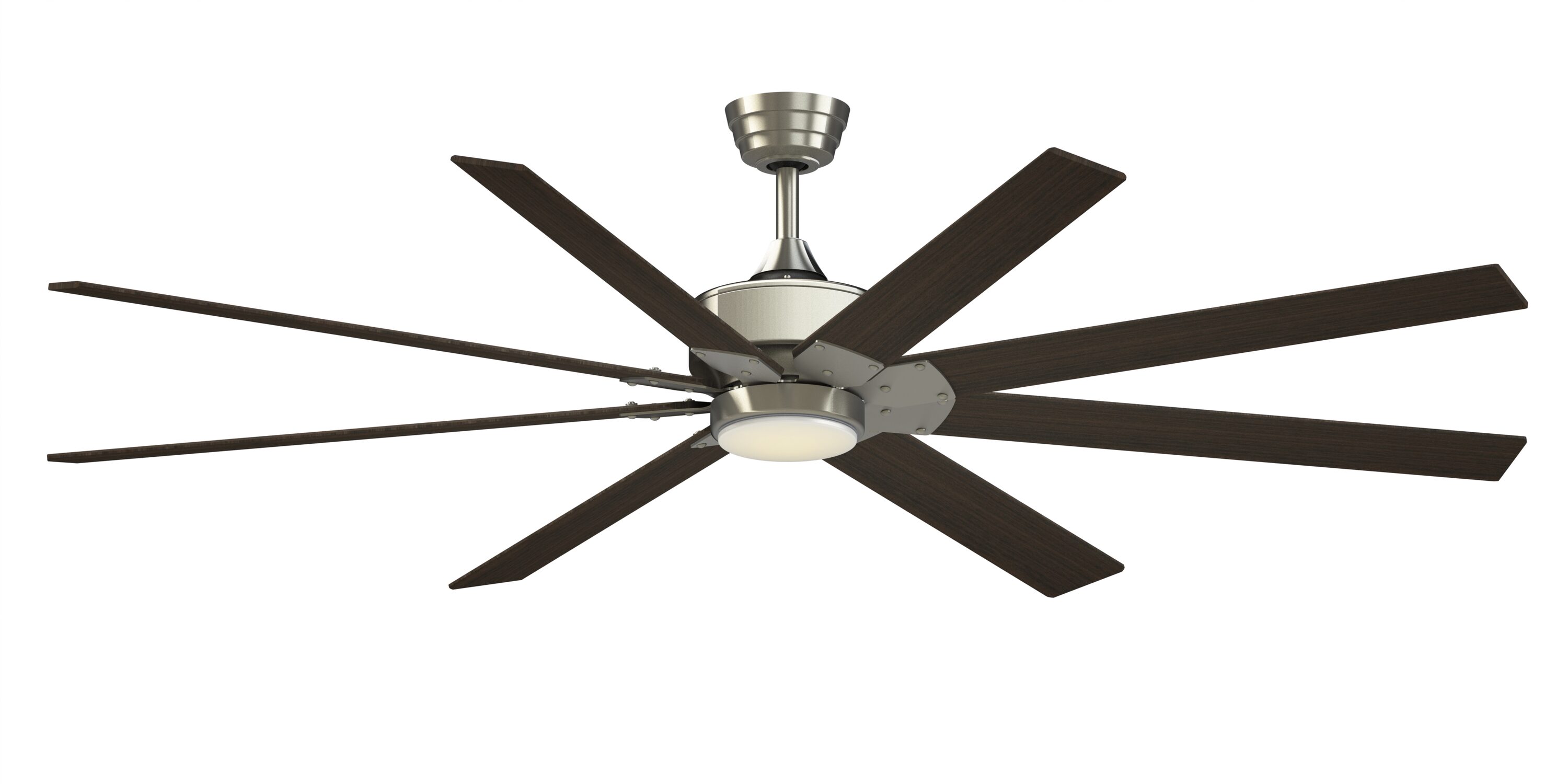 Fanimation Levon Custom 72-in Brushed Nickel LED Covered Outdoor Ceiling Fan With Light and Remote Control Included