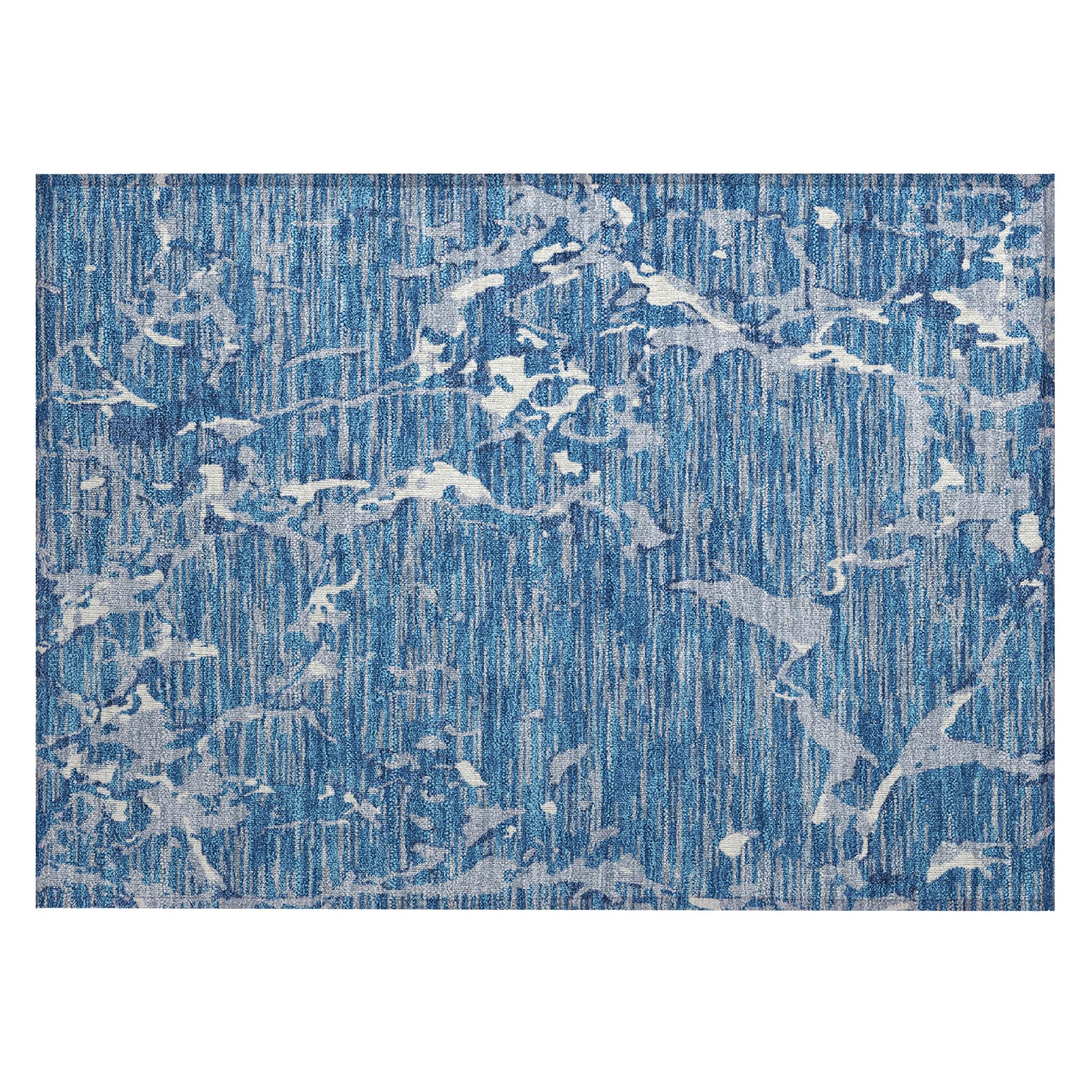 Blue Abstract Washable Synthetic Indoor/Outdoor Area Rug