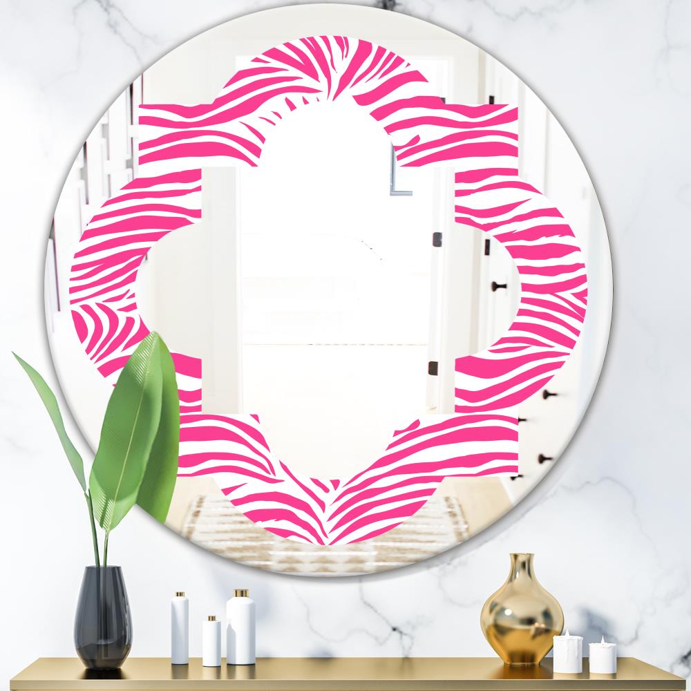 Designart Designart Mirrors 31.5-in W x 31.5-in H Round Pink Polished ...