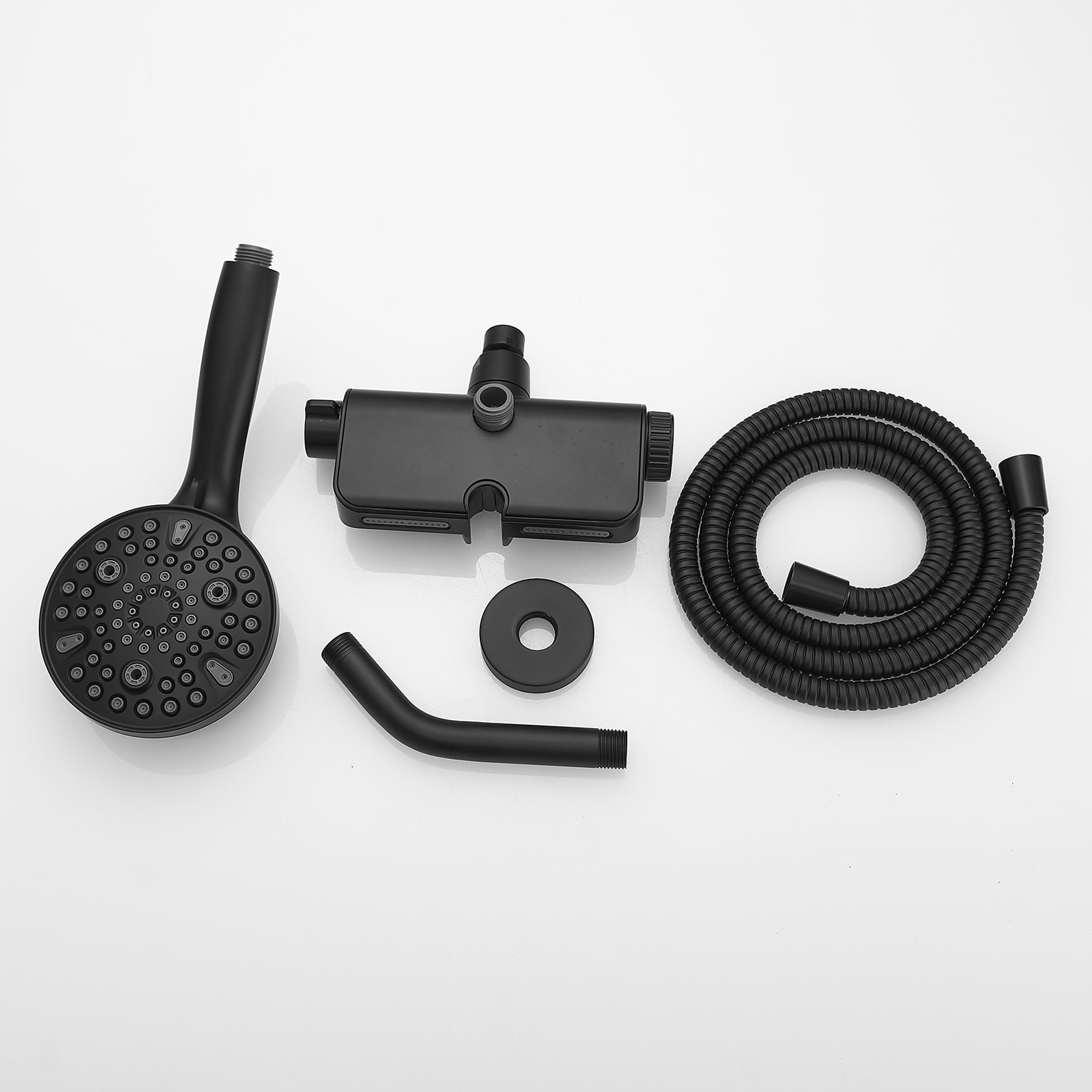 Matte Black Dual Shower Head with Handheld and Stainless Steel Hose