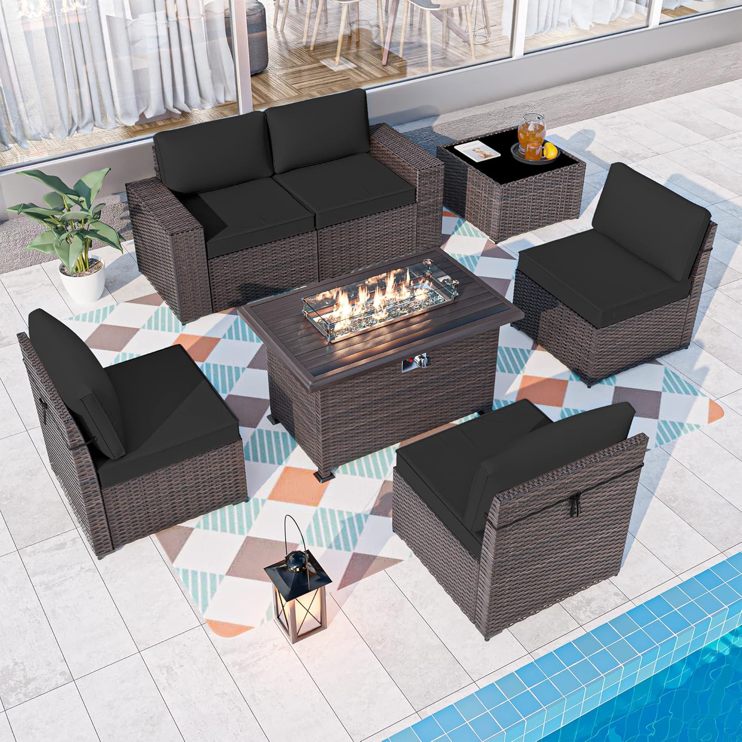 ALAULM LS-6PCS+FP-BLACK Patio-Conversation-Sets - View #2