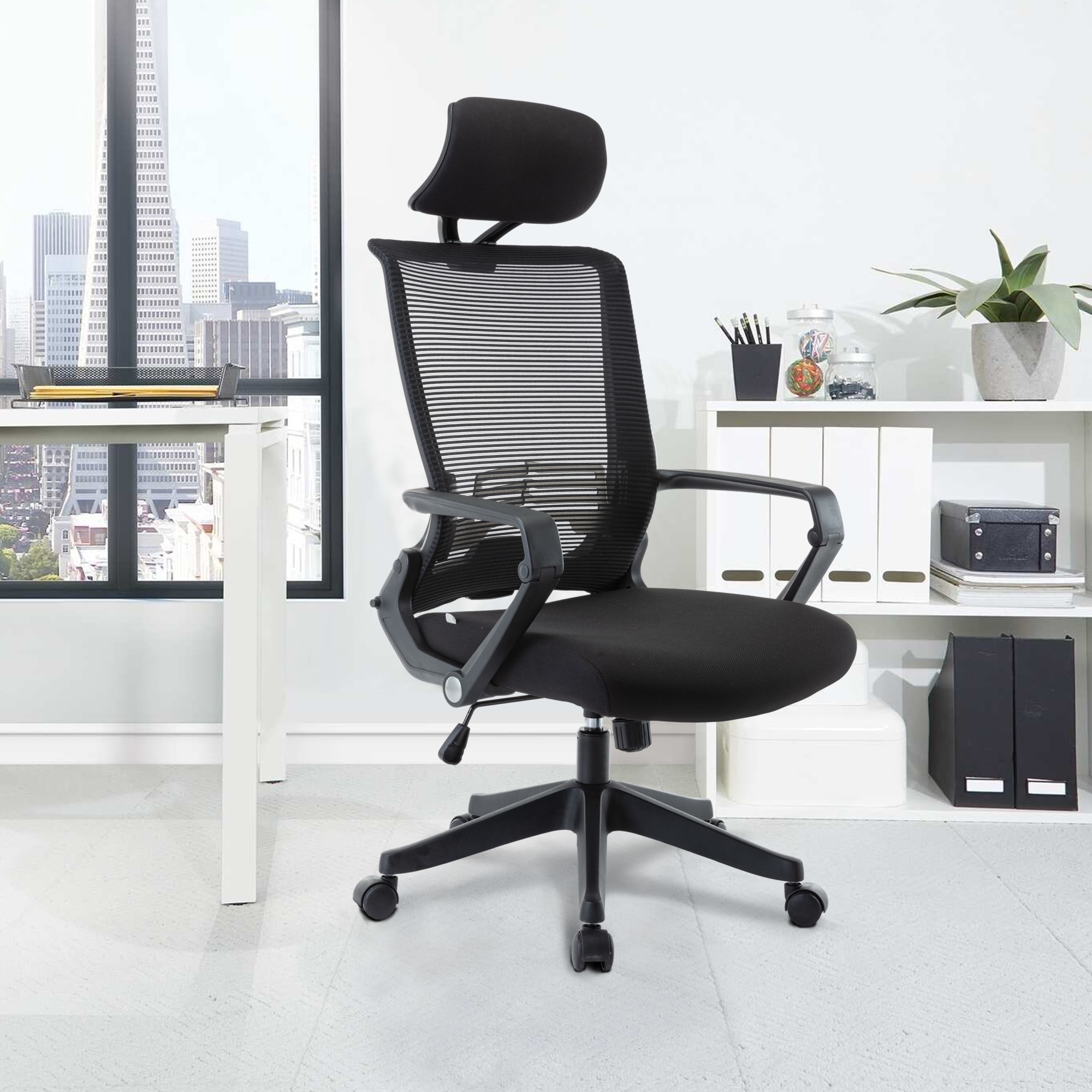 CASAINC Mesh office chair Black Contemporary Ergonomic Adjustable ...