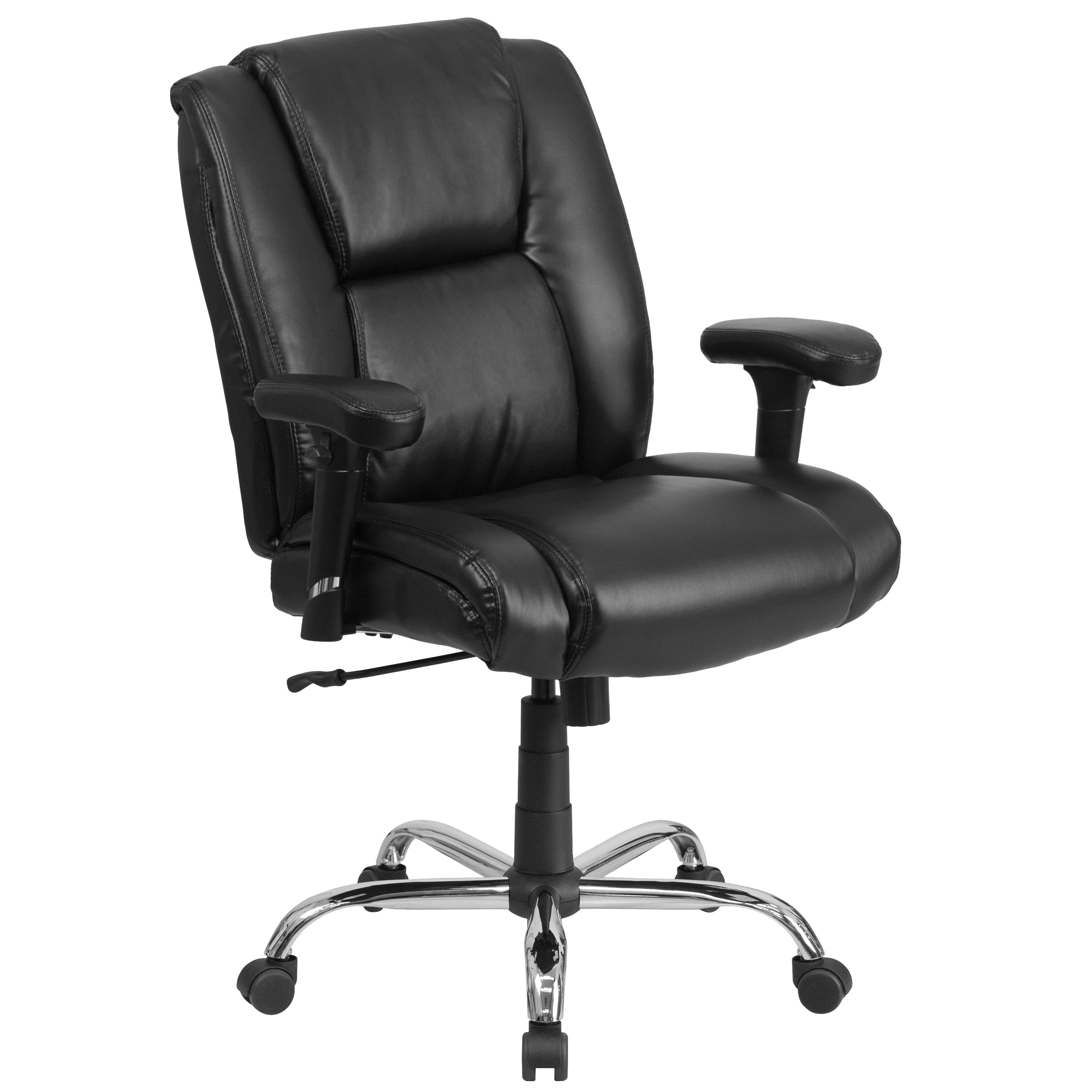 ErgoFlex Black LeatherSoft 360° Swivel Office Chair with Adjustable Arms