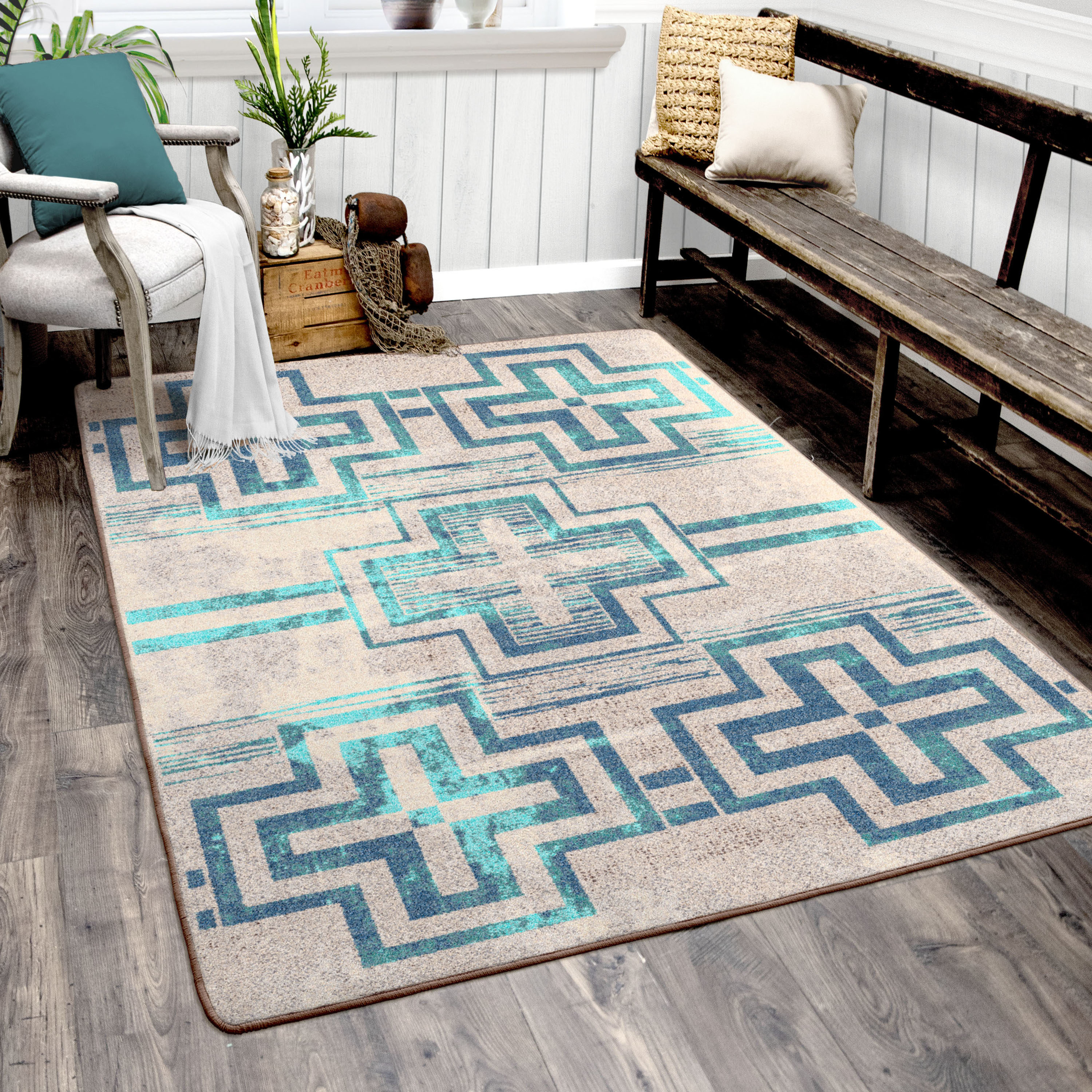 American Dakota 0400GLA234 3 x 4 (ft) Tufted Nylon Glacier Rectangular Indoor Southwestern Area rug